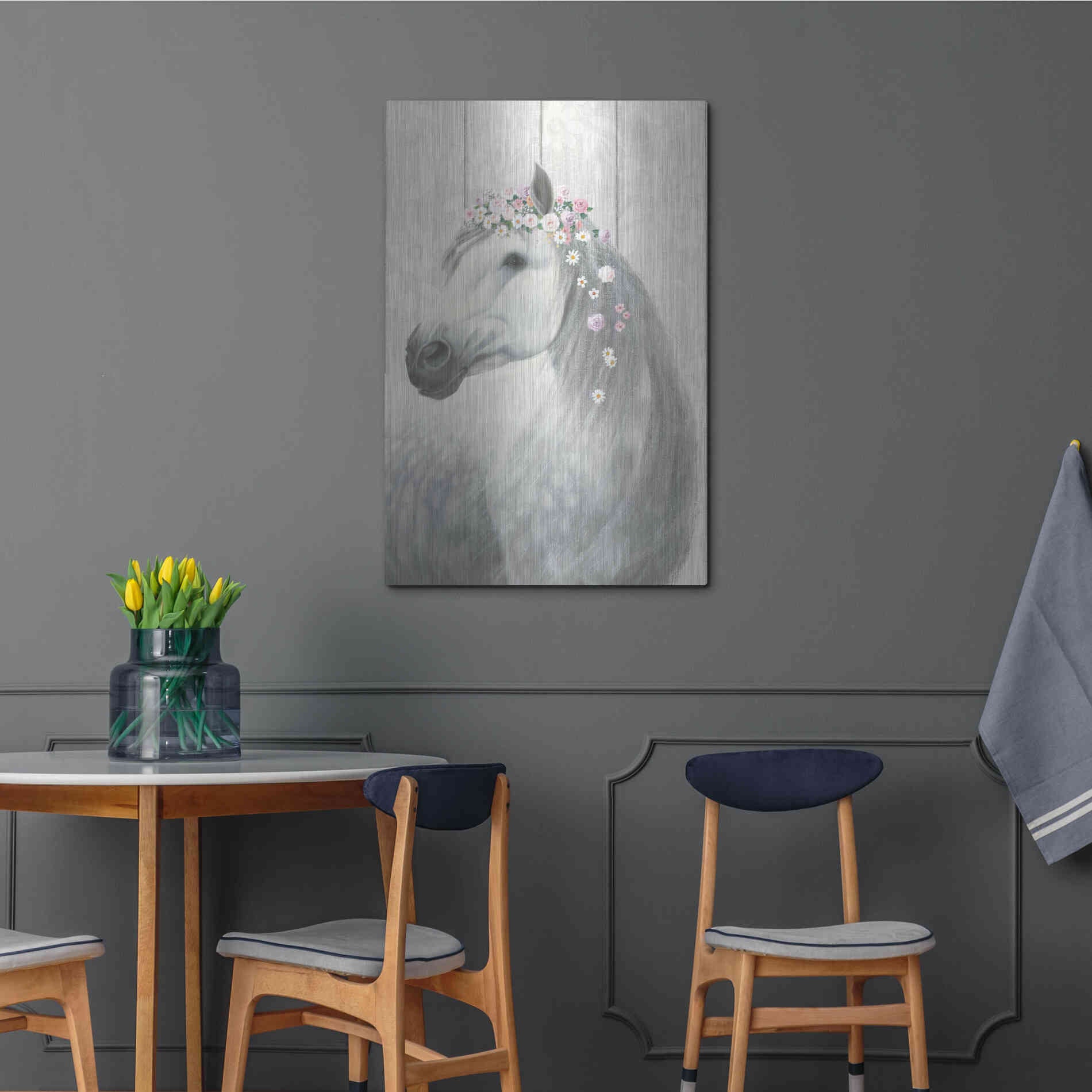 Luxe Metal Art 'Spirit Stallion II on wood' by James Wiens, Metal Wall Art,24x36