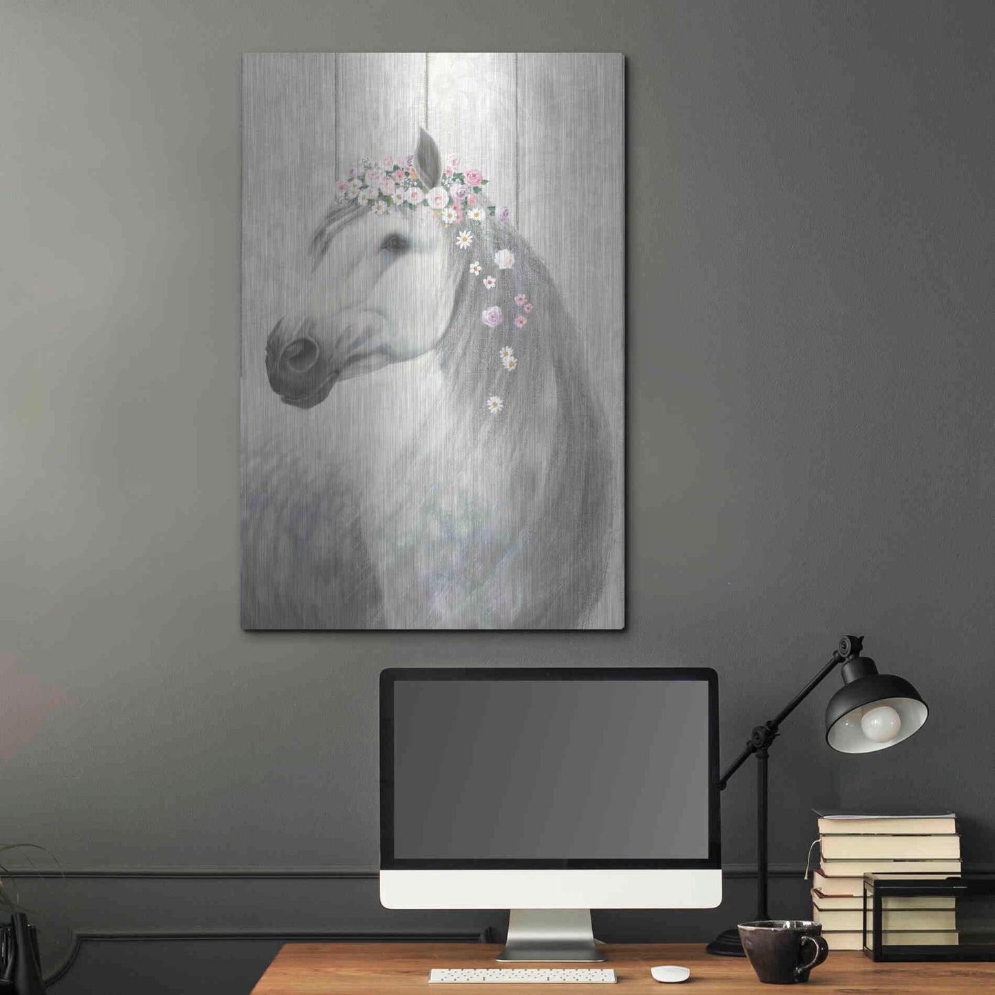 Luxe Metal Art 'Spirit Stallion II on wood' by James Wiens, Metal Wall Art,24x36