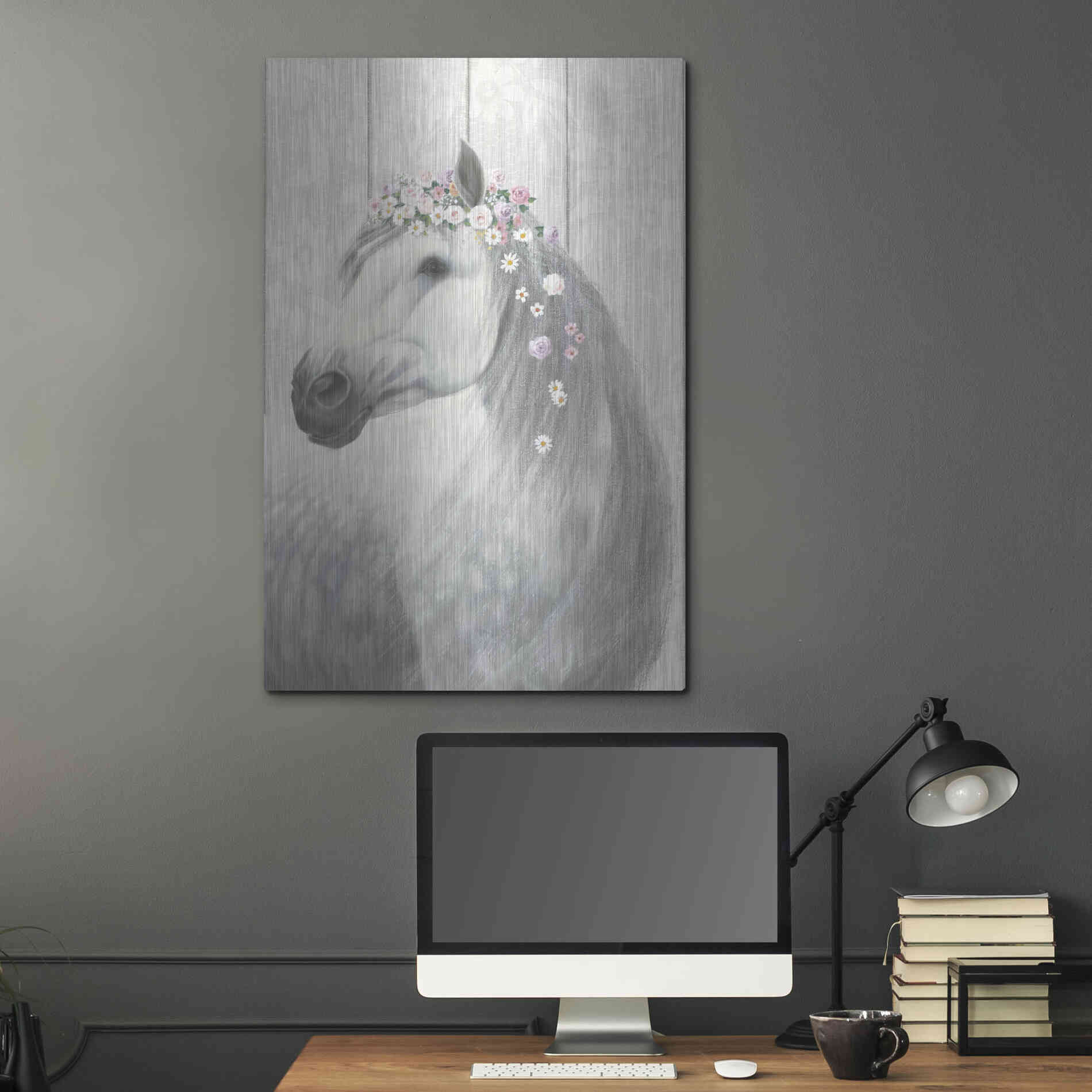 Luxe Metal Art 'Spirit Stallion II on wood' by James Wiens, Metal Wall Art,24x36