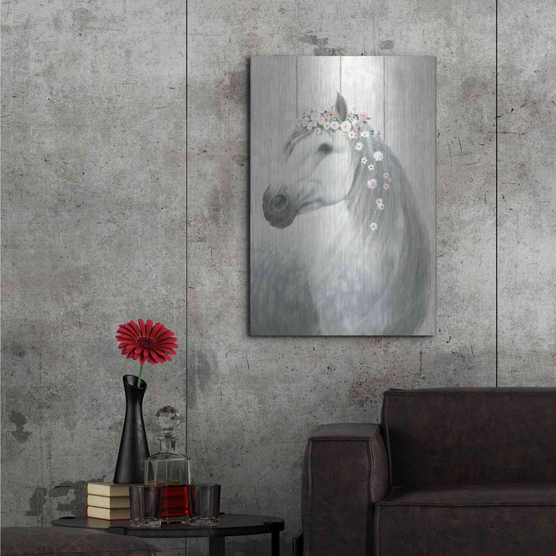 Luxe Metal Art 'Spirit Stallion II on wood' by James Wiens, Metal Wall Art,24x36