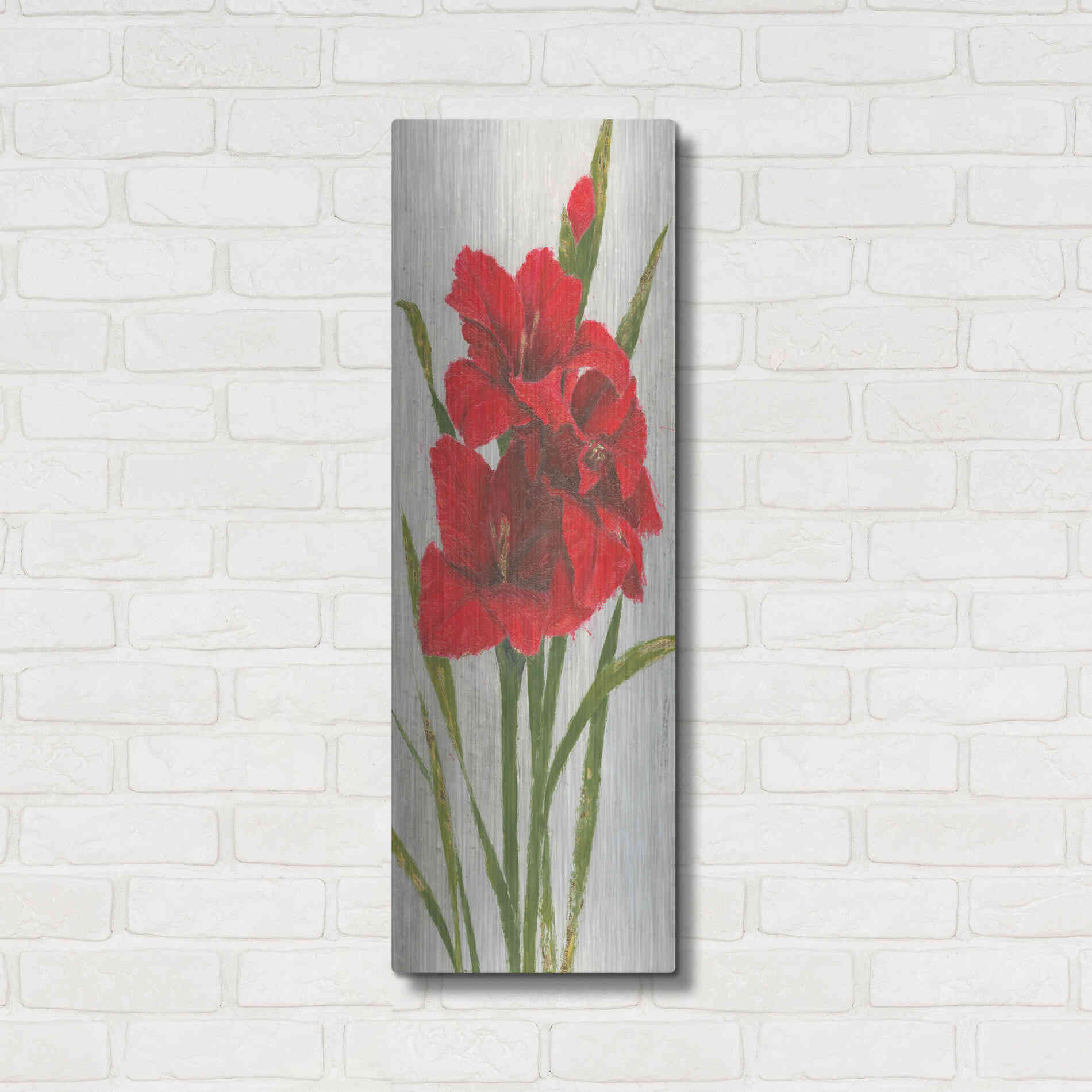 Luxe Metal Art 'Red Simplicity I' by James Wiens, Metal Wall Art,12x36