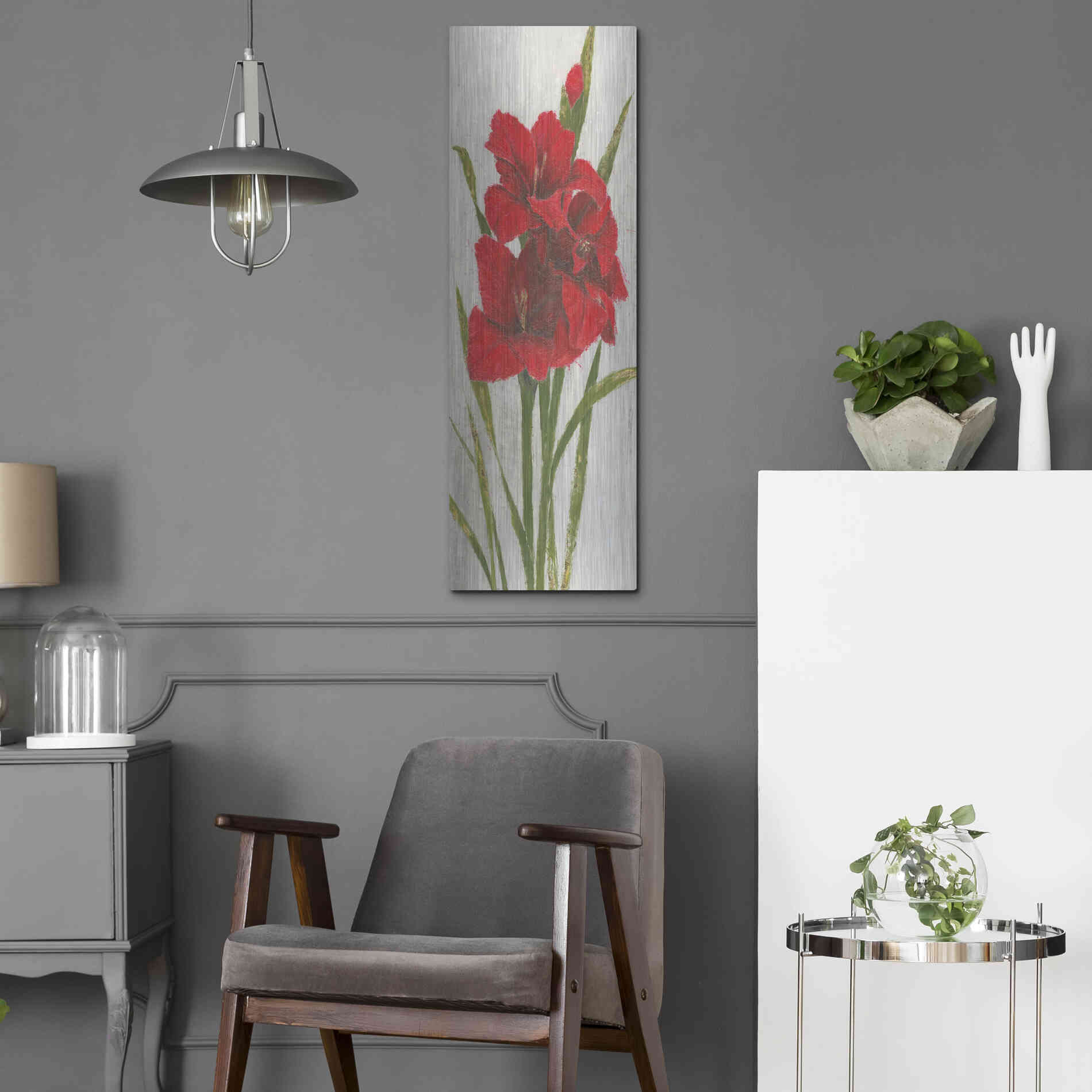 Luxe Metal Art 'Red Simplicity I' by James Wiens, Metal Wall Art,12x36