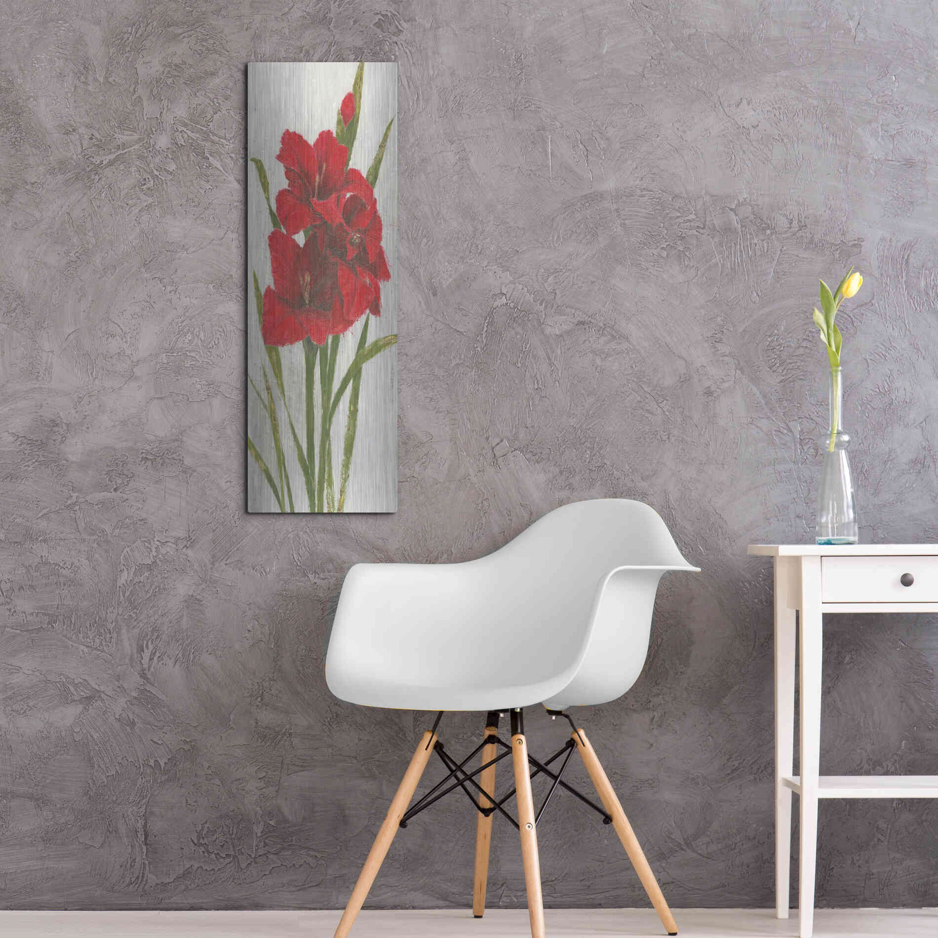 Luxe Metal Art 'Red Simplicity I' by James Wiens, Metal Wall Art,12x36