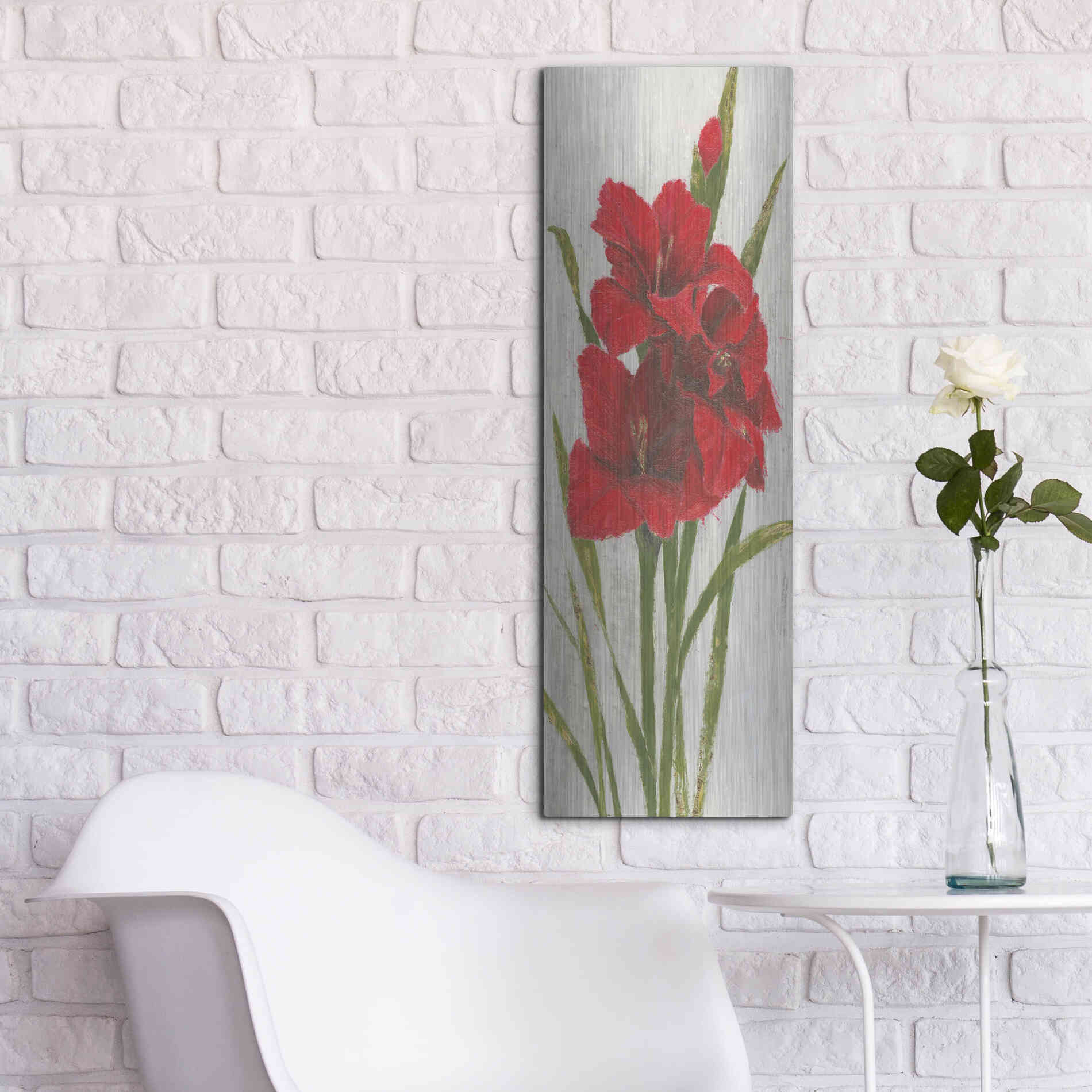 Luxe Metal Art 'Red Simplicity I' by James Wiens, Metal Wall Art,12x36