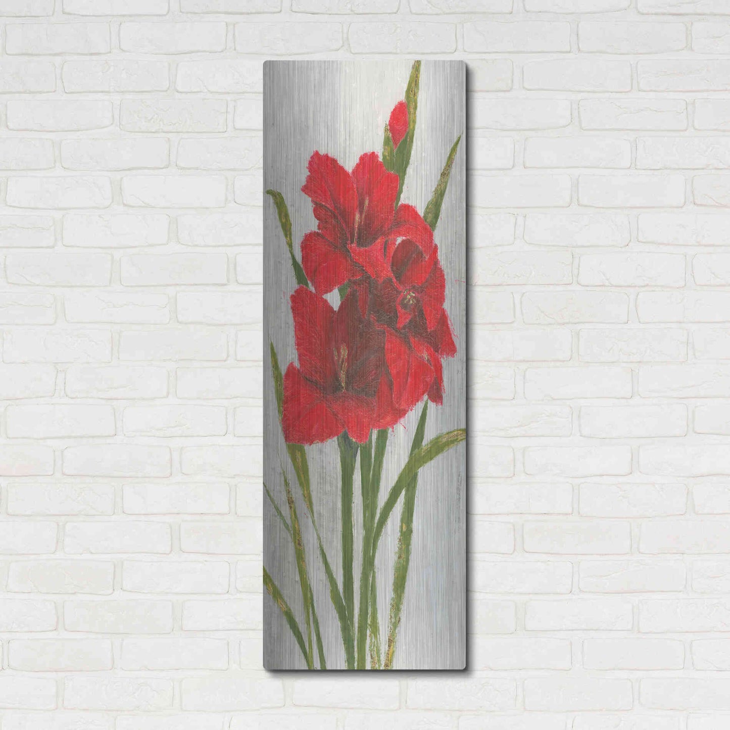 Luxe Metal Art 'Red Simplicity I' by James Wiens, Metal Wall Art,16x48
