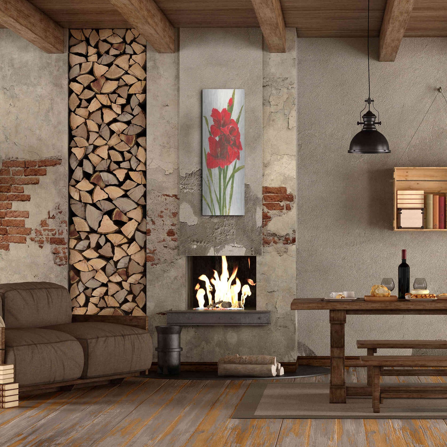 Luxe Metal Art 'Red Simplicity I' by James Wiens, Metal Wall Art,16x48