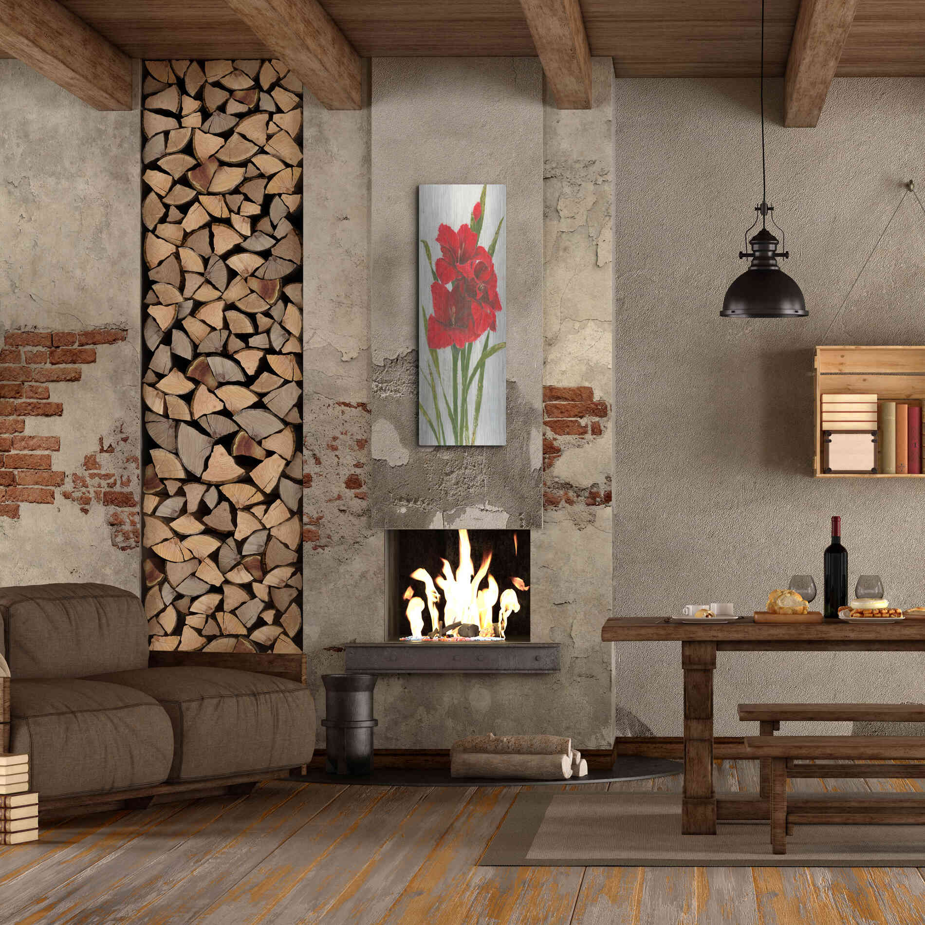 Luxe Metal Art 'Red Simplicity I' by James Wiens, Metal Wall Art,16x48