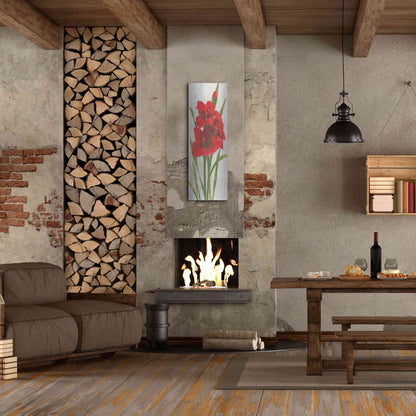 Luxe Metal Art 'Red Simplicity I' by James Wiens, Metal Wall Art,16x48