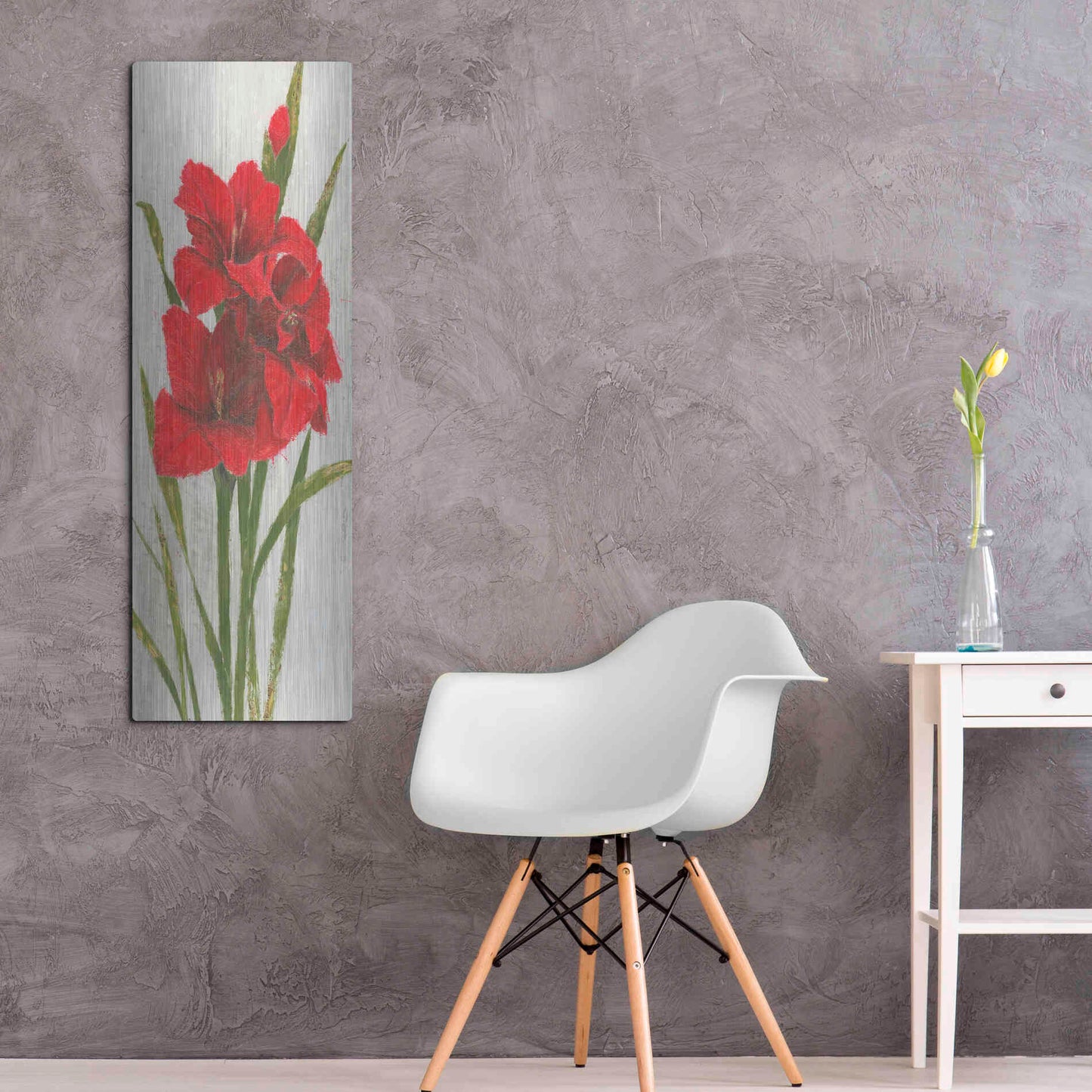 Luxe Metal Art 'Red Simplicity I' by James Wiens, Metal Wall Art,16x48