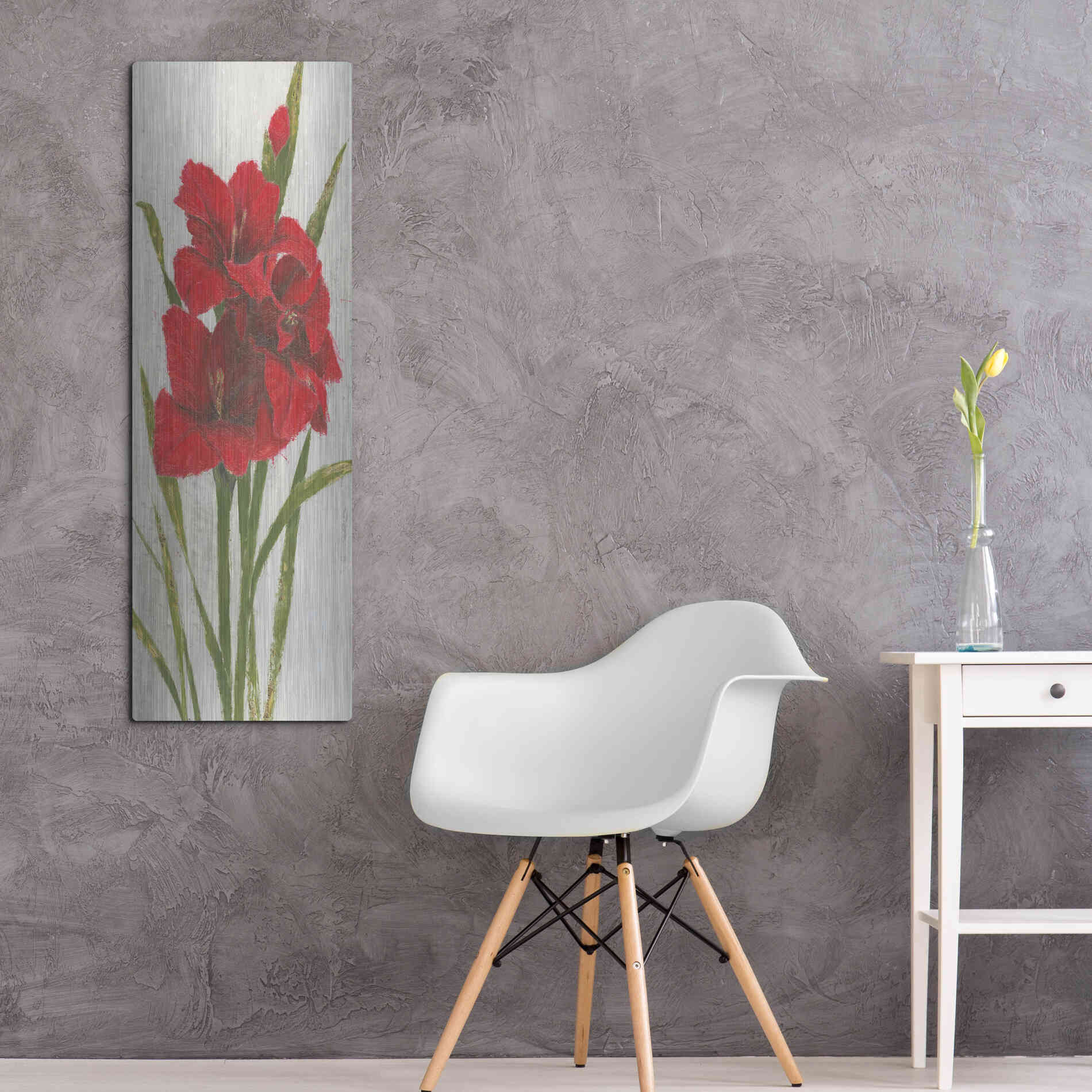 Luxe Metal Art 'Red Simplicity I' by James Wiens, Metal Wall Art,16x48