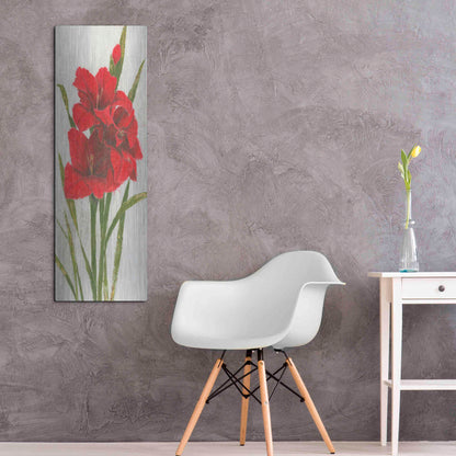 Luxe Metal Art 'Red Simplicity I' by James Wiens, Metal Wall Art,16x48