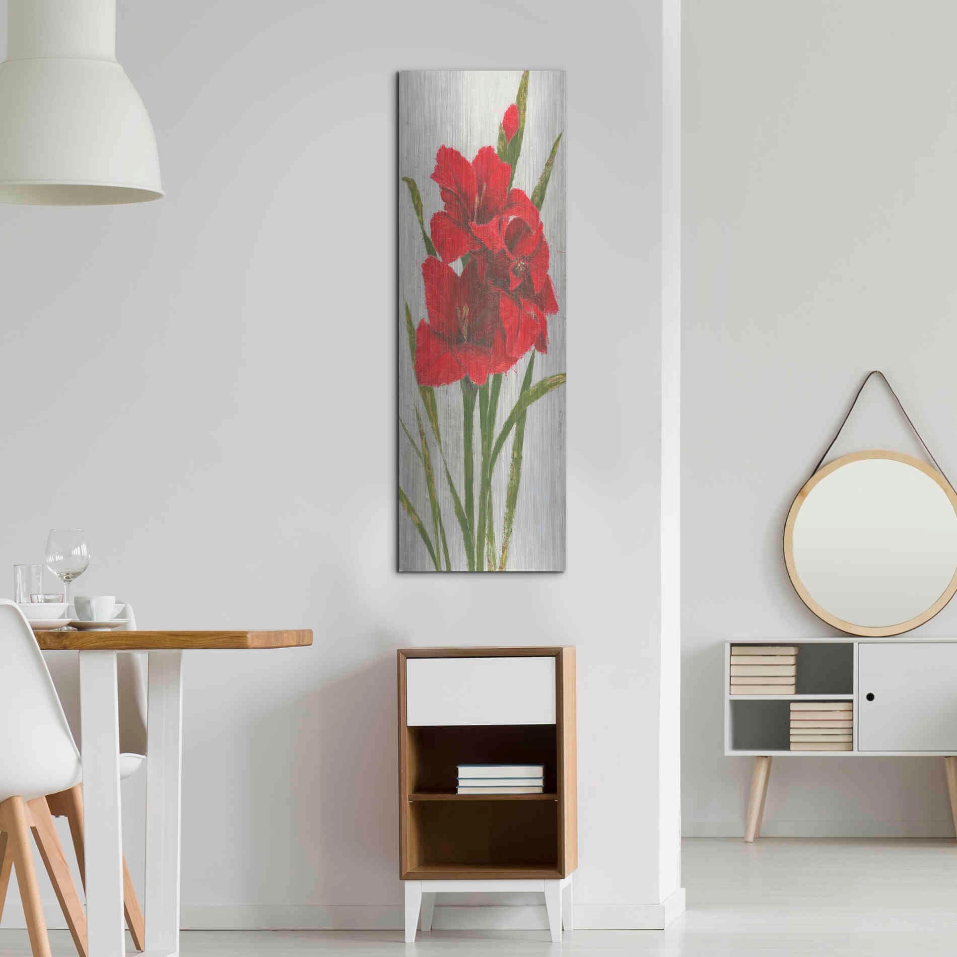 Luxe Metal Art 'Red Simplicity I' by James Wiens, Metal Wall Art,16x48