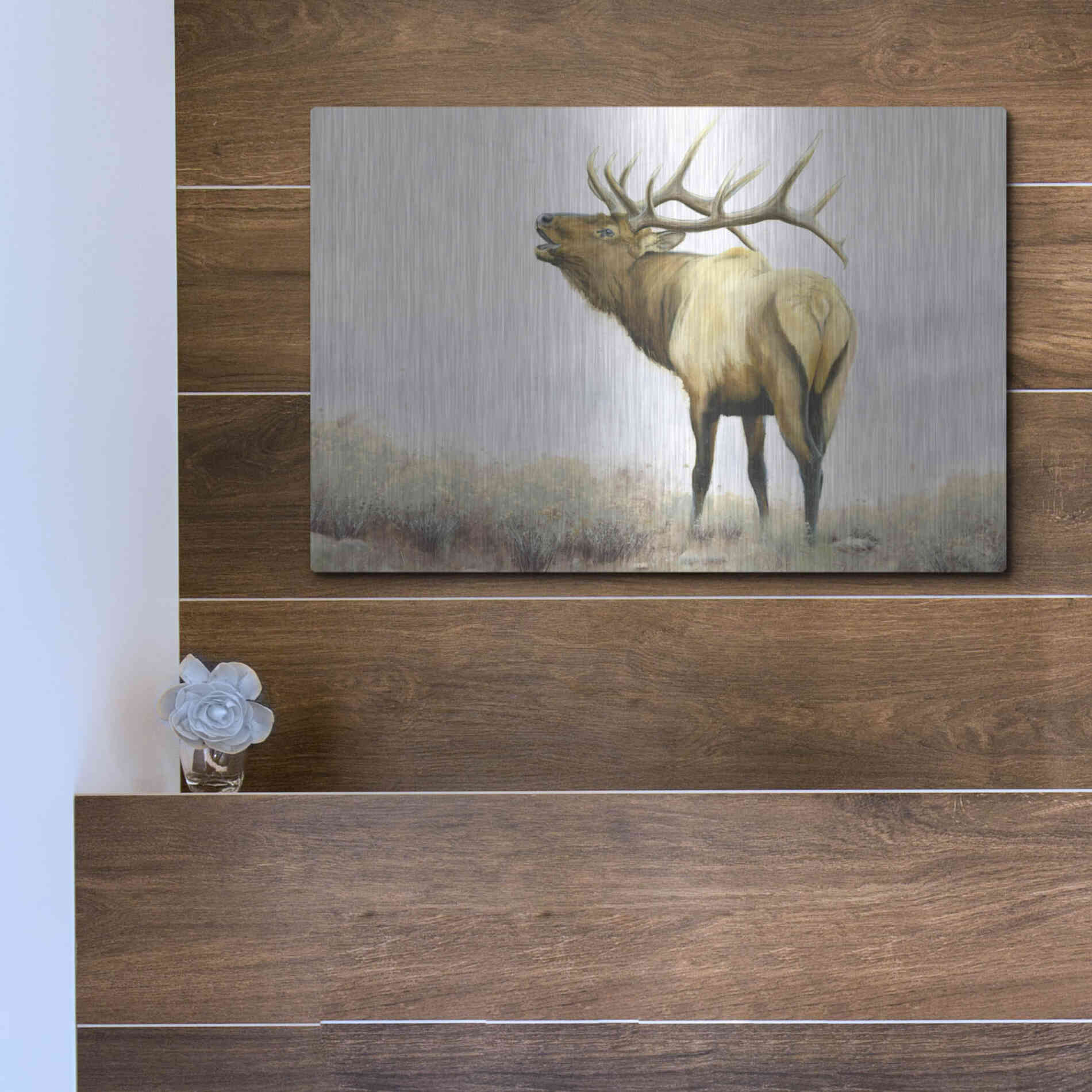 Luxe Metal Art 'Majestic Elk' by James Wiens, Metal Wall Art,16x12