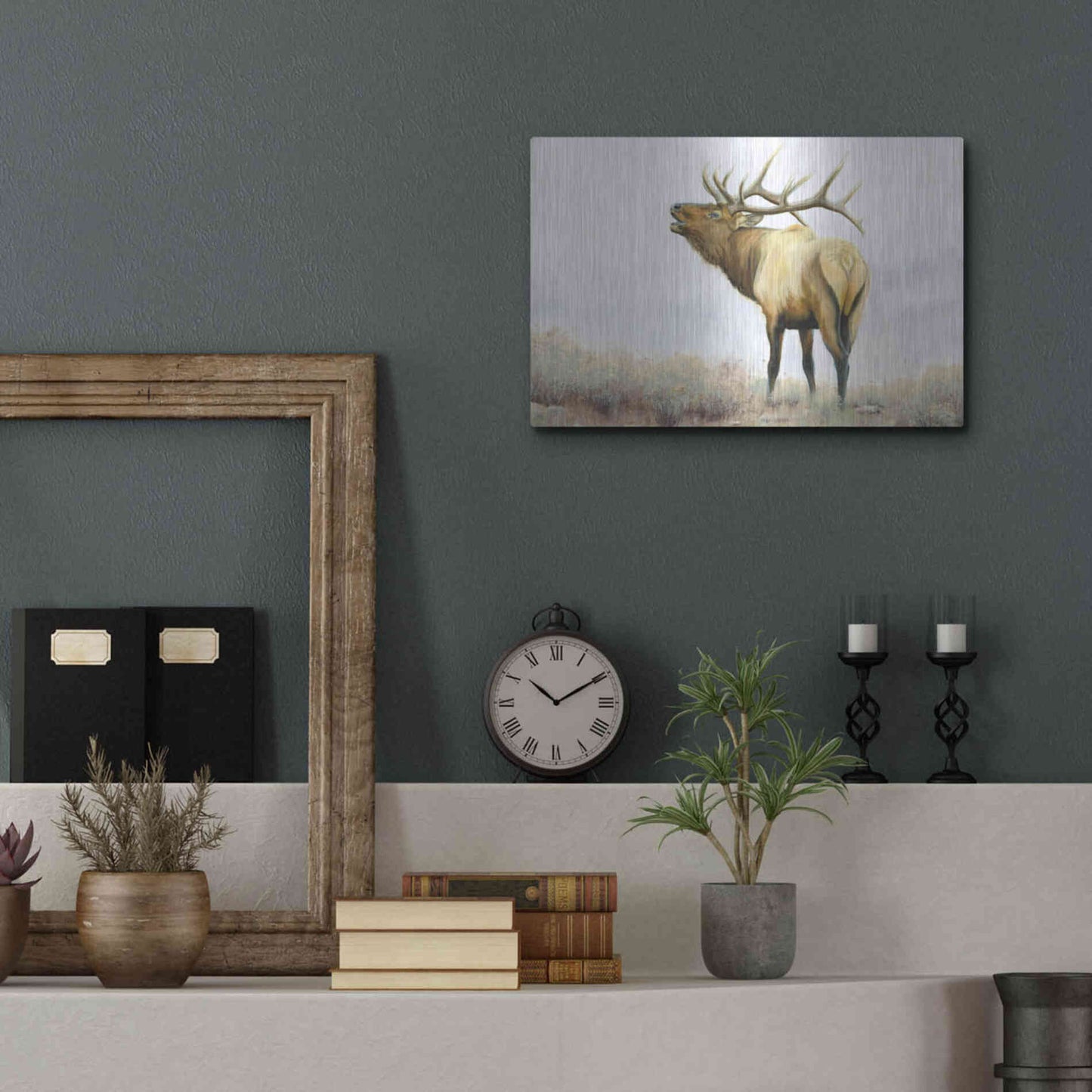 Luxe Metal Art 'Majestic Elk' by James Wiens, Metal Wall Art,16x12
