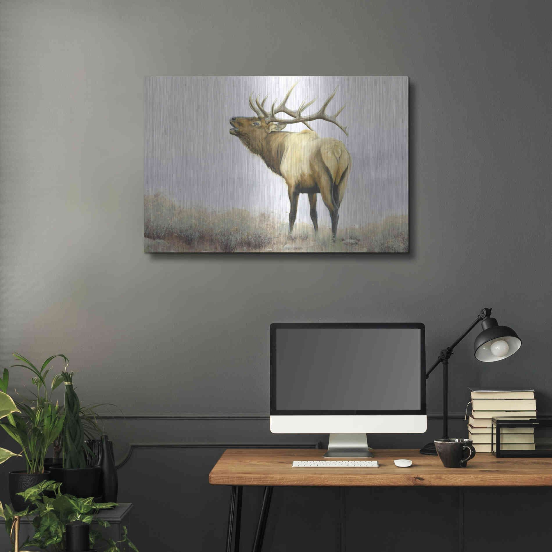 Luxe Metal Art 'Majestic Elk' by James Wiens, Metal Wall Art,36x24