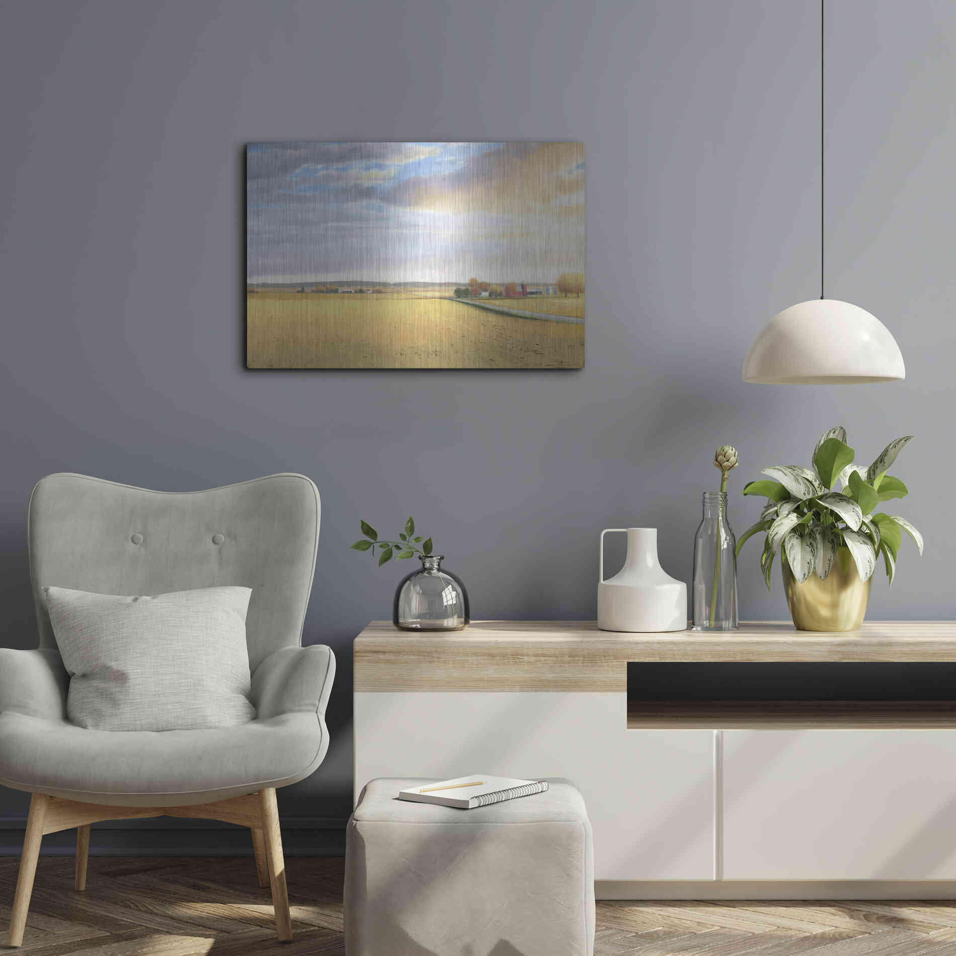 Luxe Metal Art 'Heartland Landscape' by James Wiens, Metal Wall Art,24x16