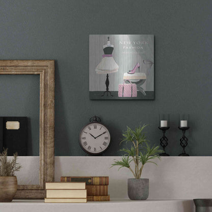 Luxe Metal Art 'Dress Fitting Boutique Sq I' by Marco Fabiano, Metal Wall Art,12x12