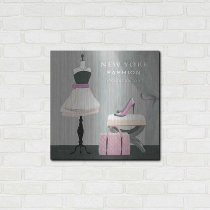 Luxe Metal Art 'Dress Fitting Boutique Sq I' by Marco Fabiano, Metal Wall Art,24x24