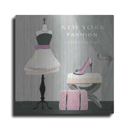 Luxe Metal Art 'Dress Fitting Boutique Sq I' by Marco Fabiano, Metal Wall Art