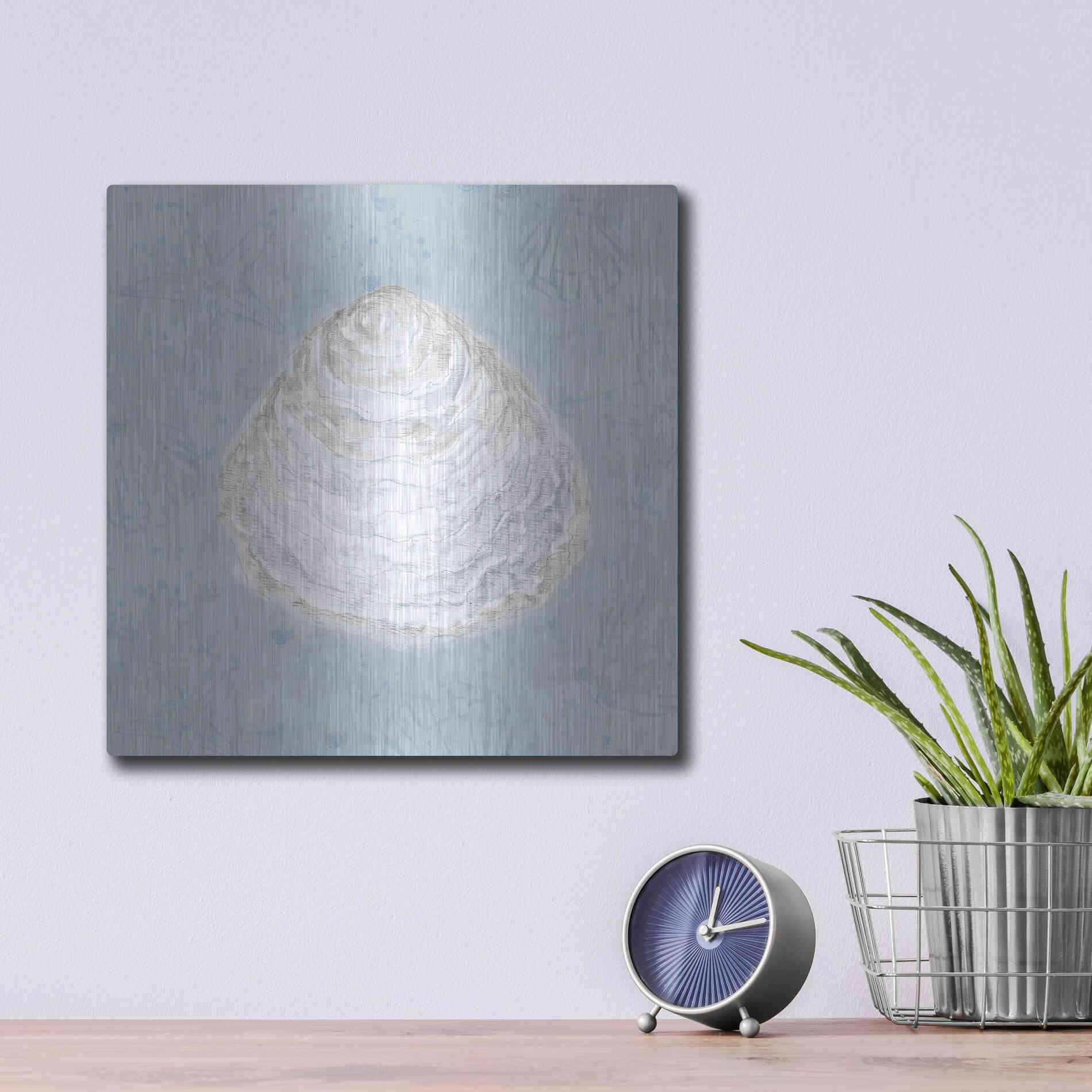 Luxe Metal Art 'Serene Shells I' by James Wiens, Metal Wall Art,12x12