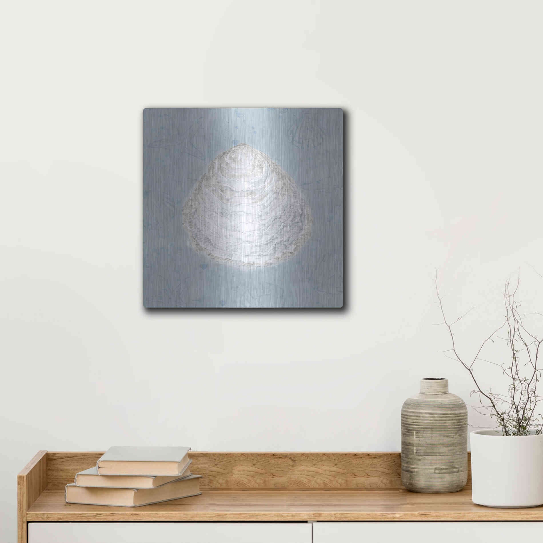 Luxe Metal Art 'Serene Shells I' by James Wiens, Metal Wall Art,12x12