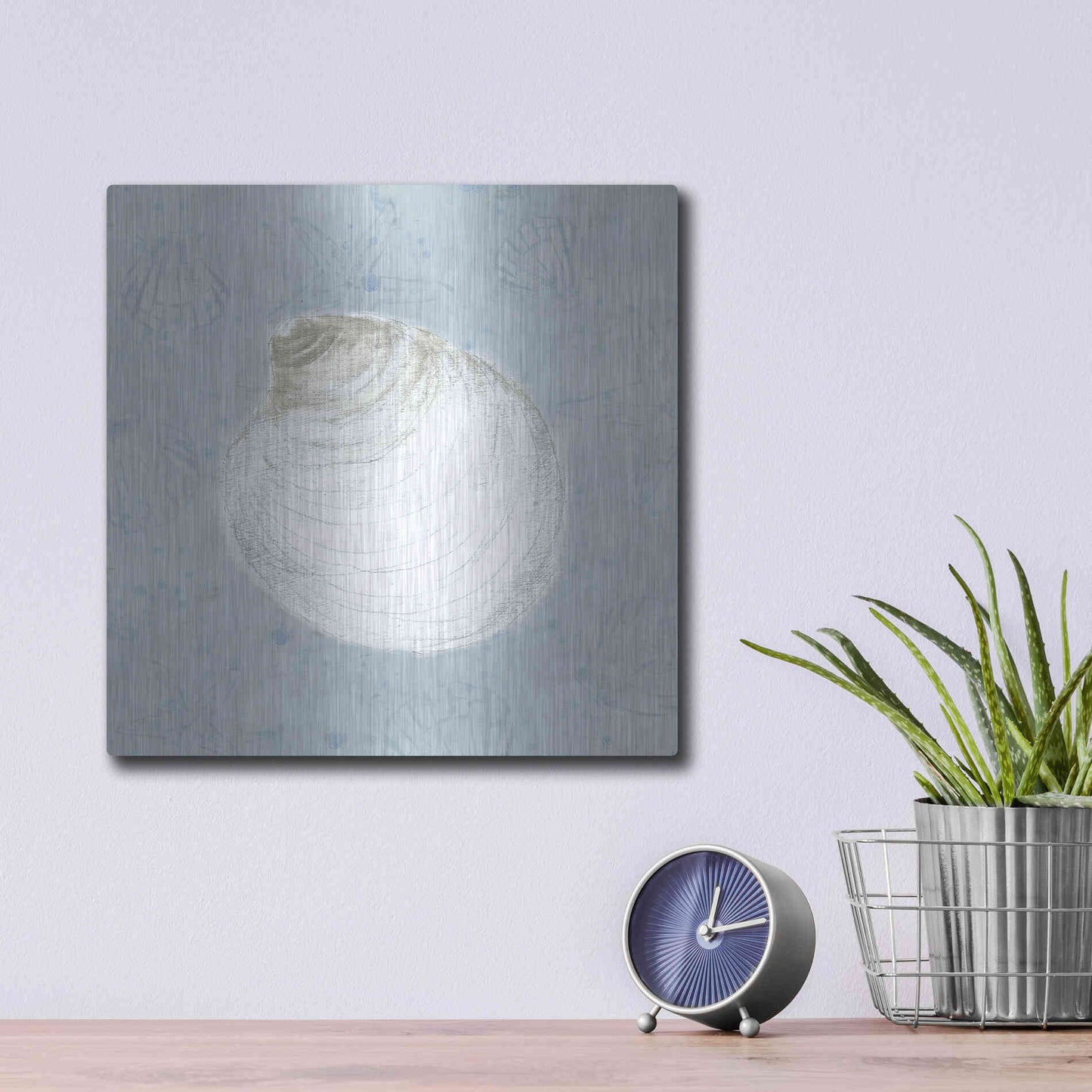 Luxe Metal Art 'Serene Shells II' by James Wiens, Metal Wall Art,12x12