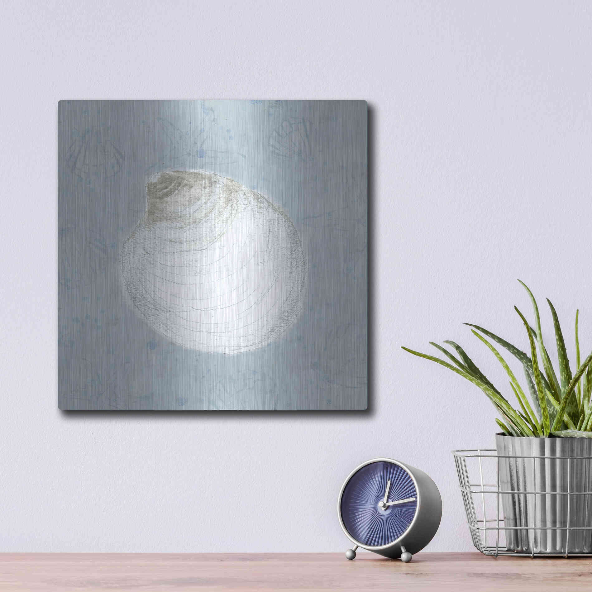 Luxe Metal Art 'Serene Shells II' by James Wiens, Metal Wall Art,12x12