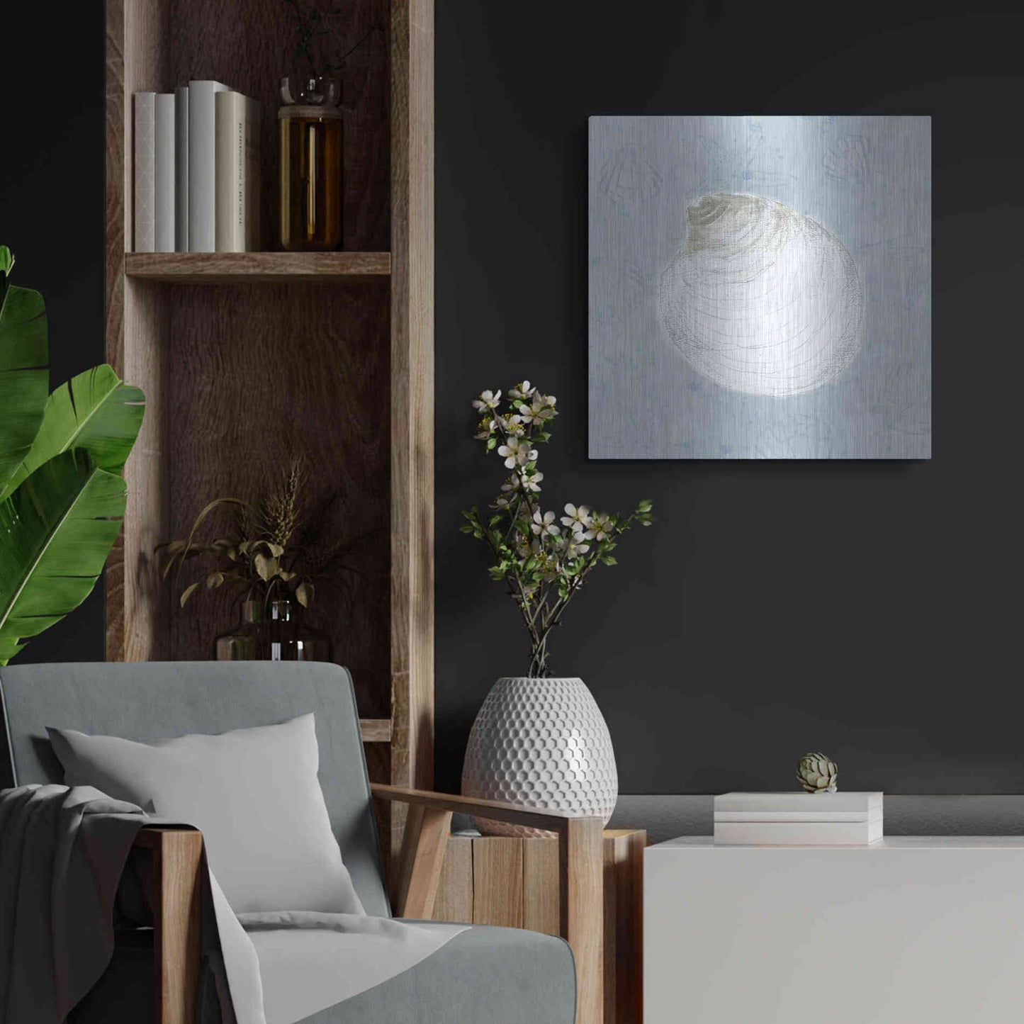 Luxe Metal Art 'Serene Shells II' by James Wiens, Metal Wall Art,24x24