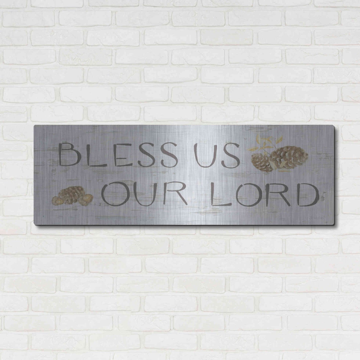 Luxe Metal Art 'Beautiful Bounty Sign II' by James Wiens, Metal Wall Art,48x16