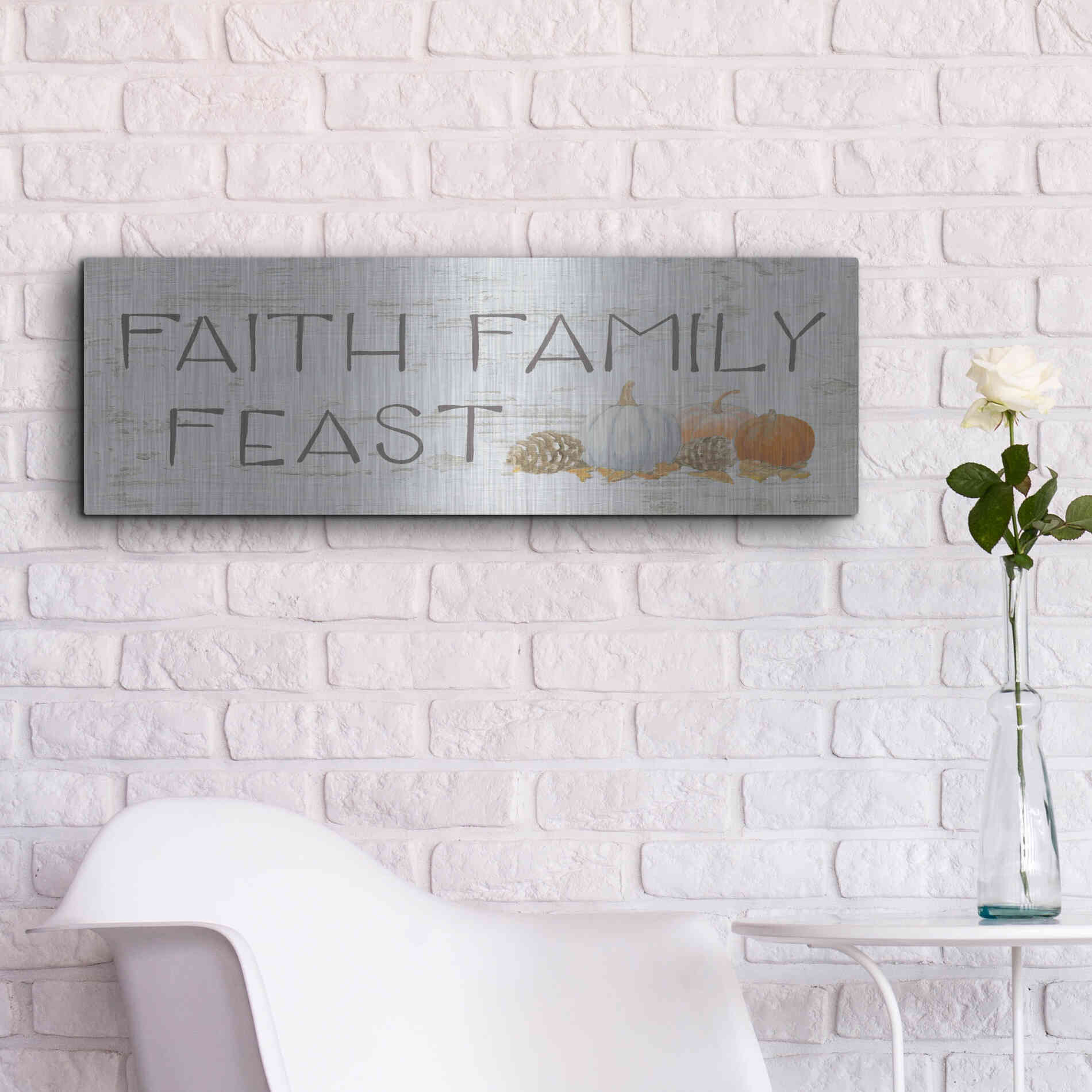 Luxe Metal Art 'Beautiful Bounty Sign III' by James Wiens, Metal Wall Art,36x12