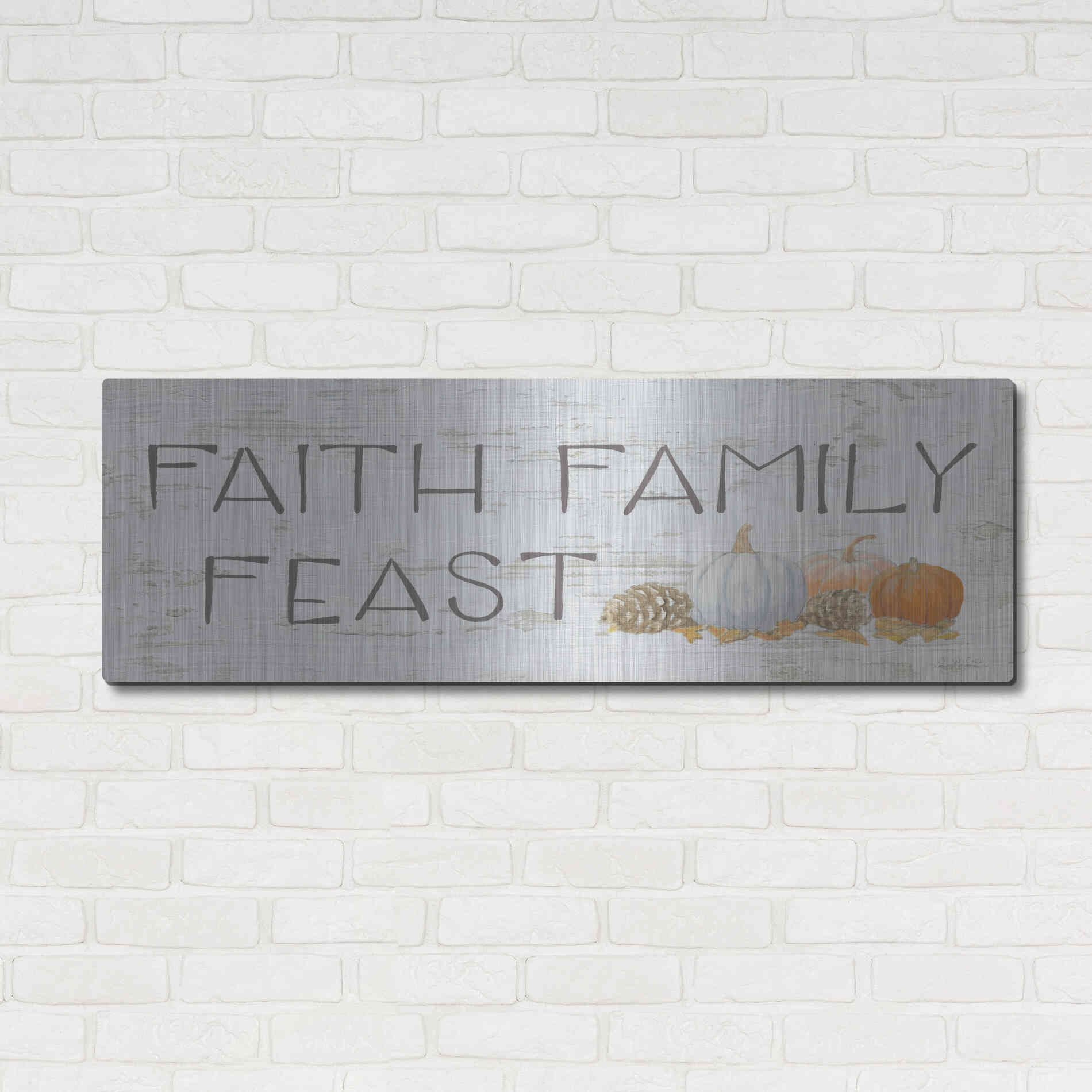 Luxe Metal Art 'Beautiful Bounty Sign III' by James Wiens, Metal Wall Art,48x16