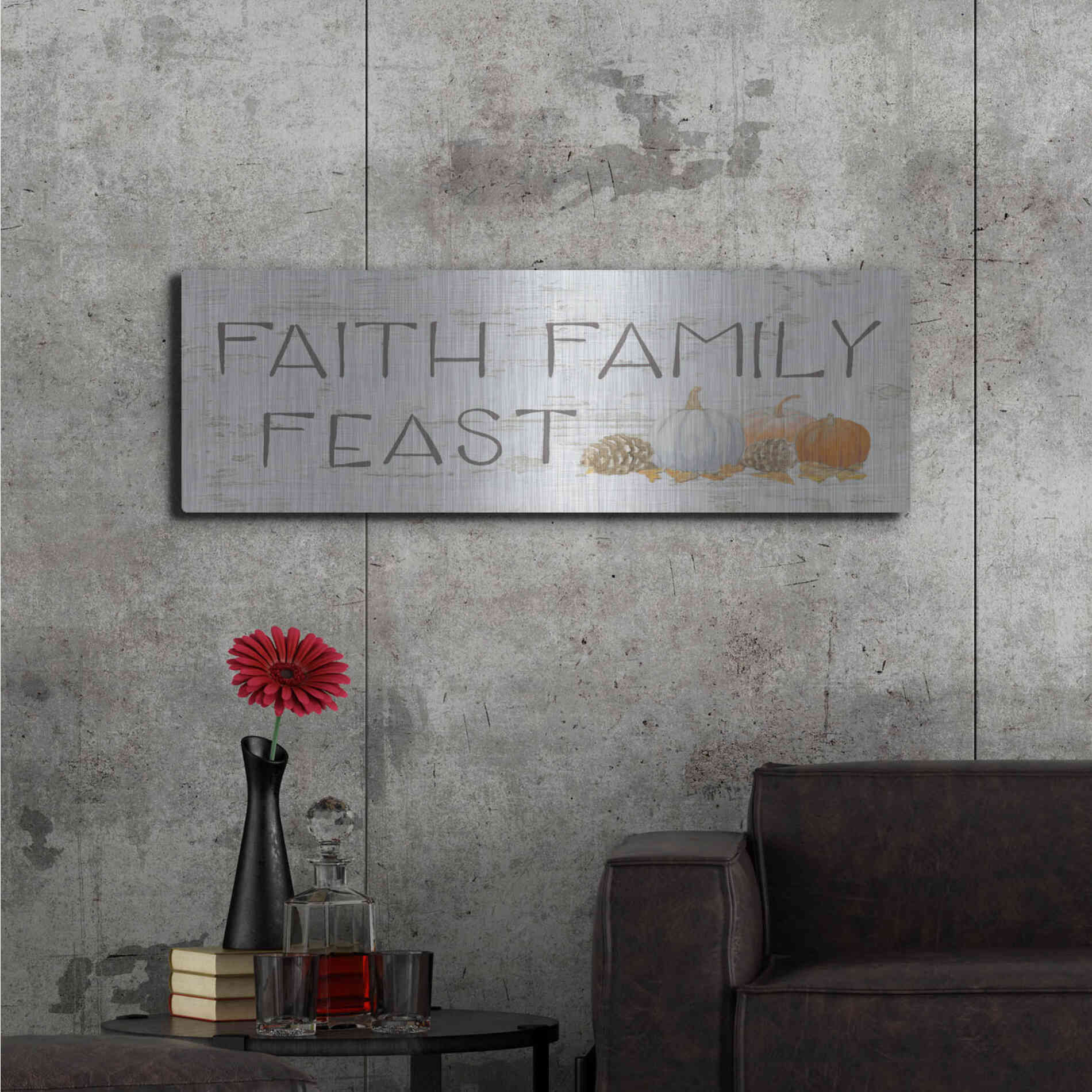 Luxe Metal Art 'Beautiful Bounty Sign III' by James Wiens, Metal Wall Art,48x16