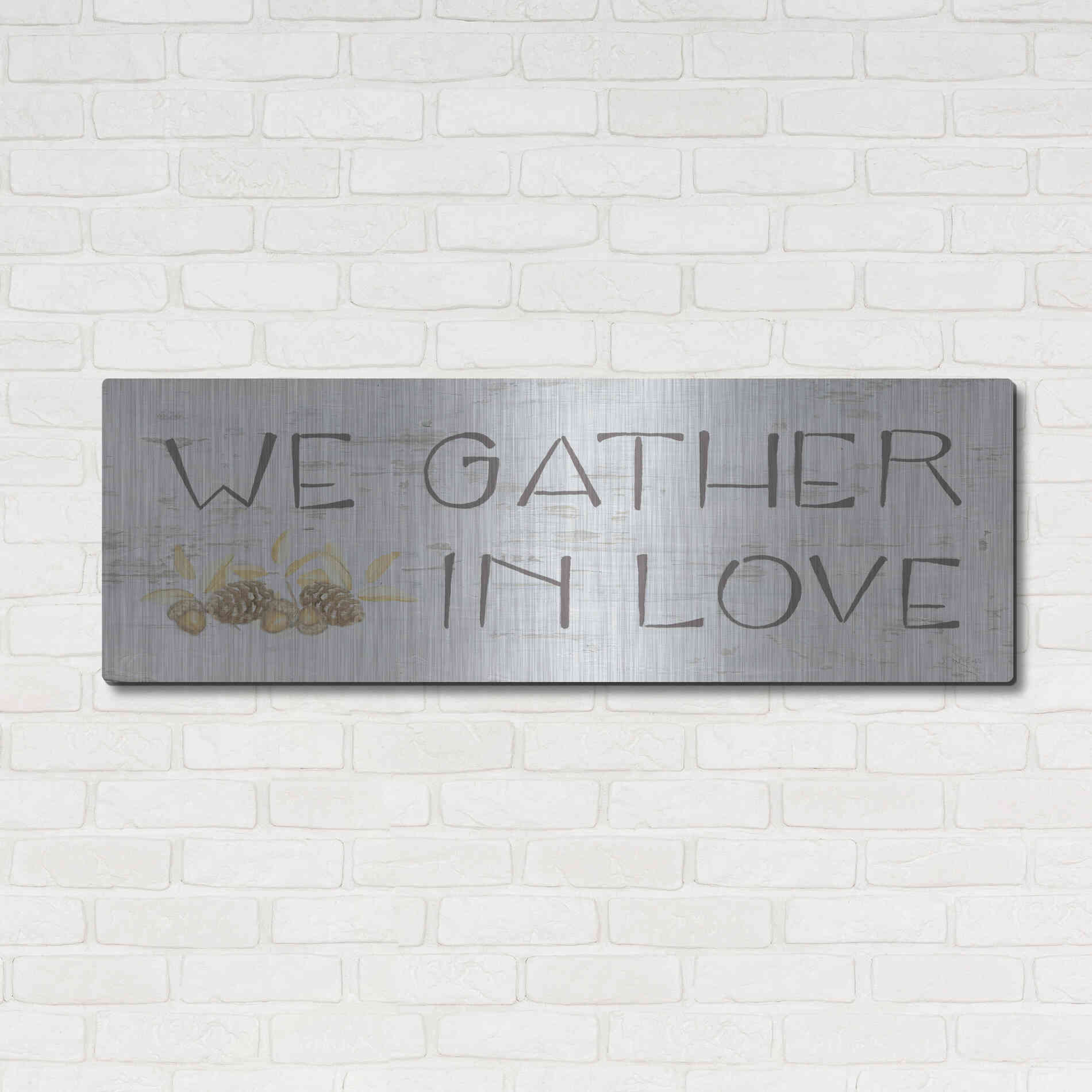 Luxe Metal Art 'Beautiful Bounty Sign IV' by James Wiens, Metal Wall Art,48x16