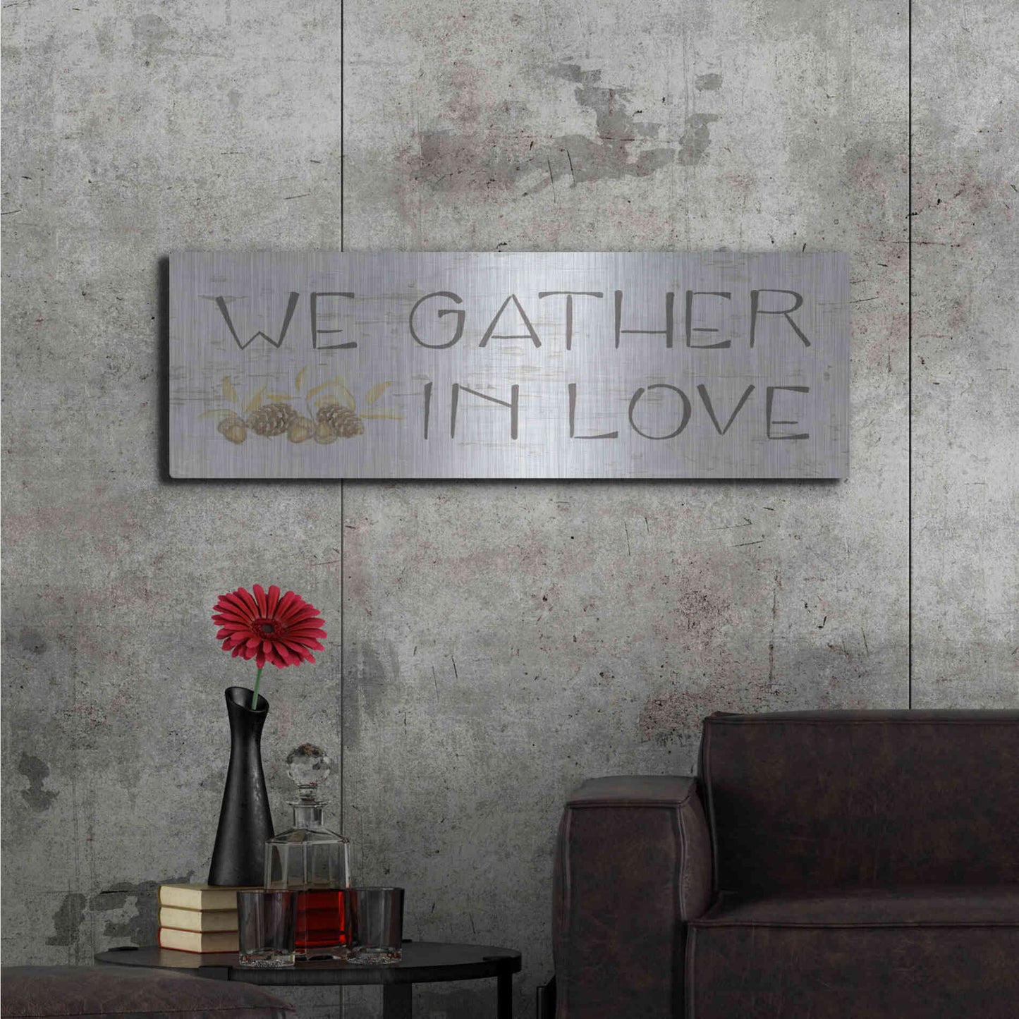 Luxe Metal Art 'Beautiful Bounty Sign IV' by James Wiens, Metal Wall Art,48x16