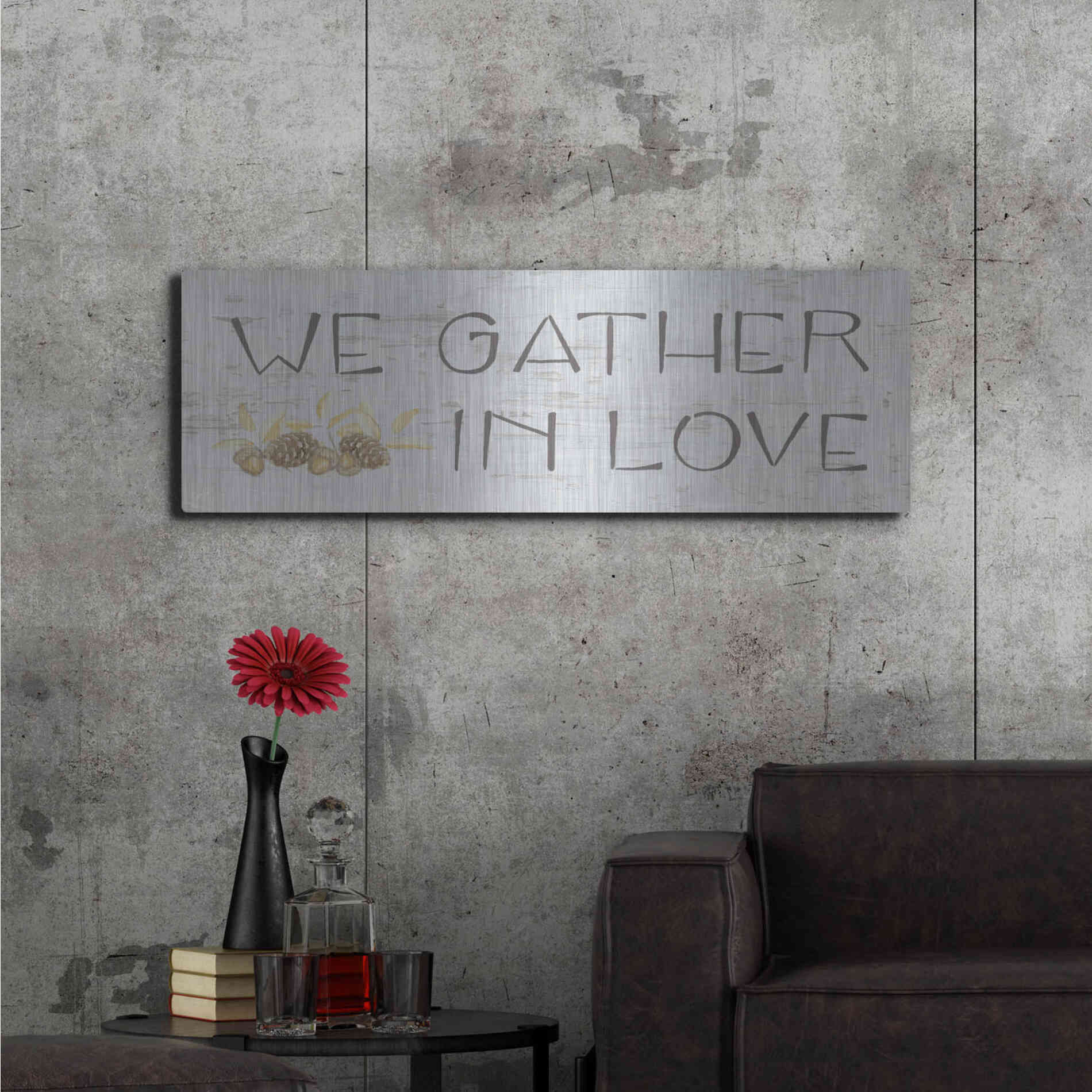 Luxe Metal Art 'Beautiful Bounty Sign IV' by James Wiens, Metal Wall Art,48x16