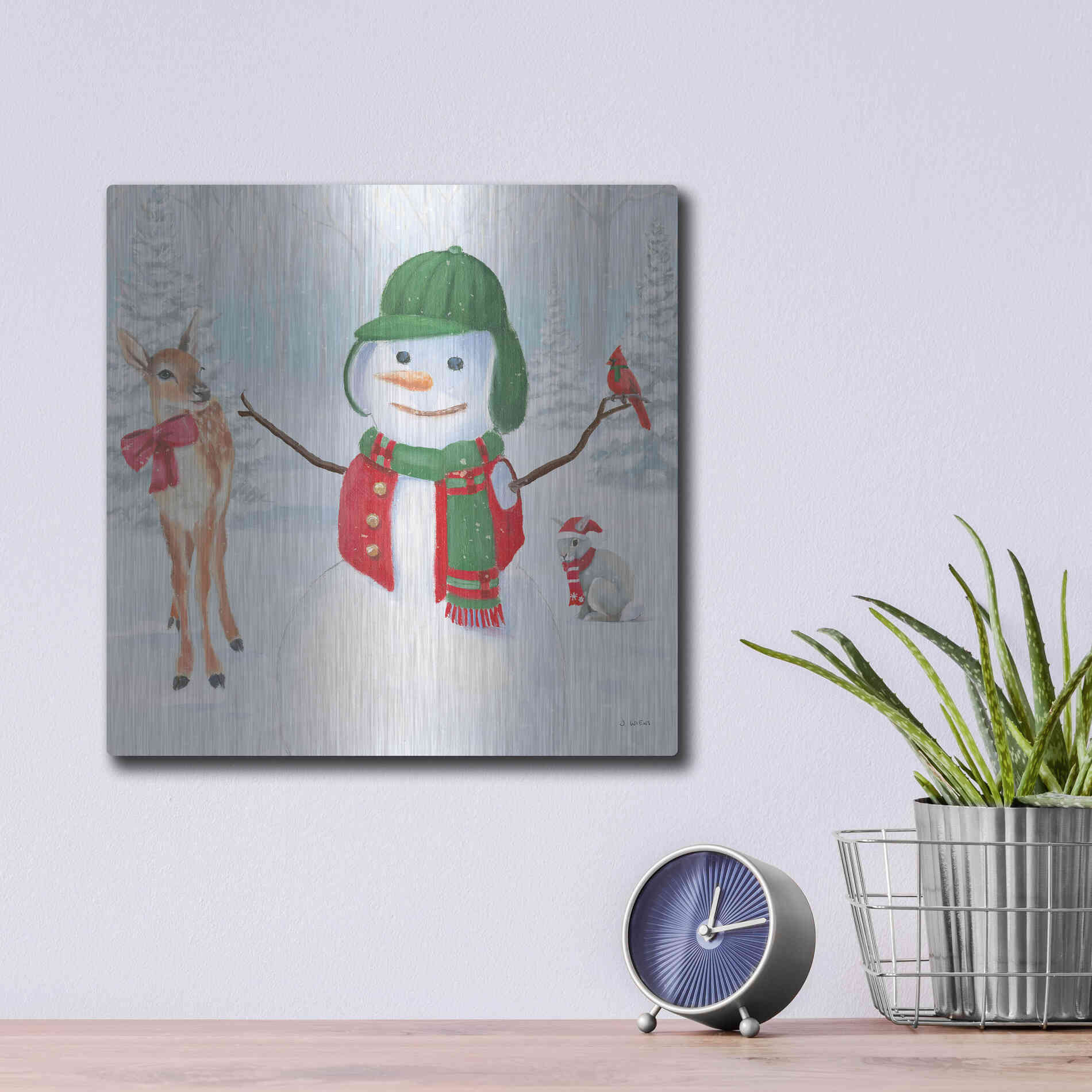 Luxe Metal Art 'Dressed for Christmas I Crop' by James Wiens, Metal Wall Art,12x12