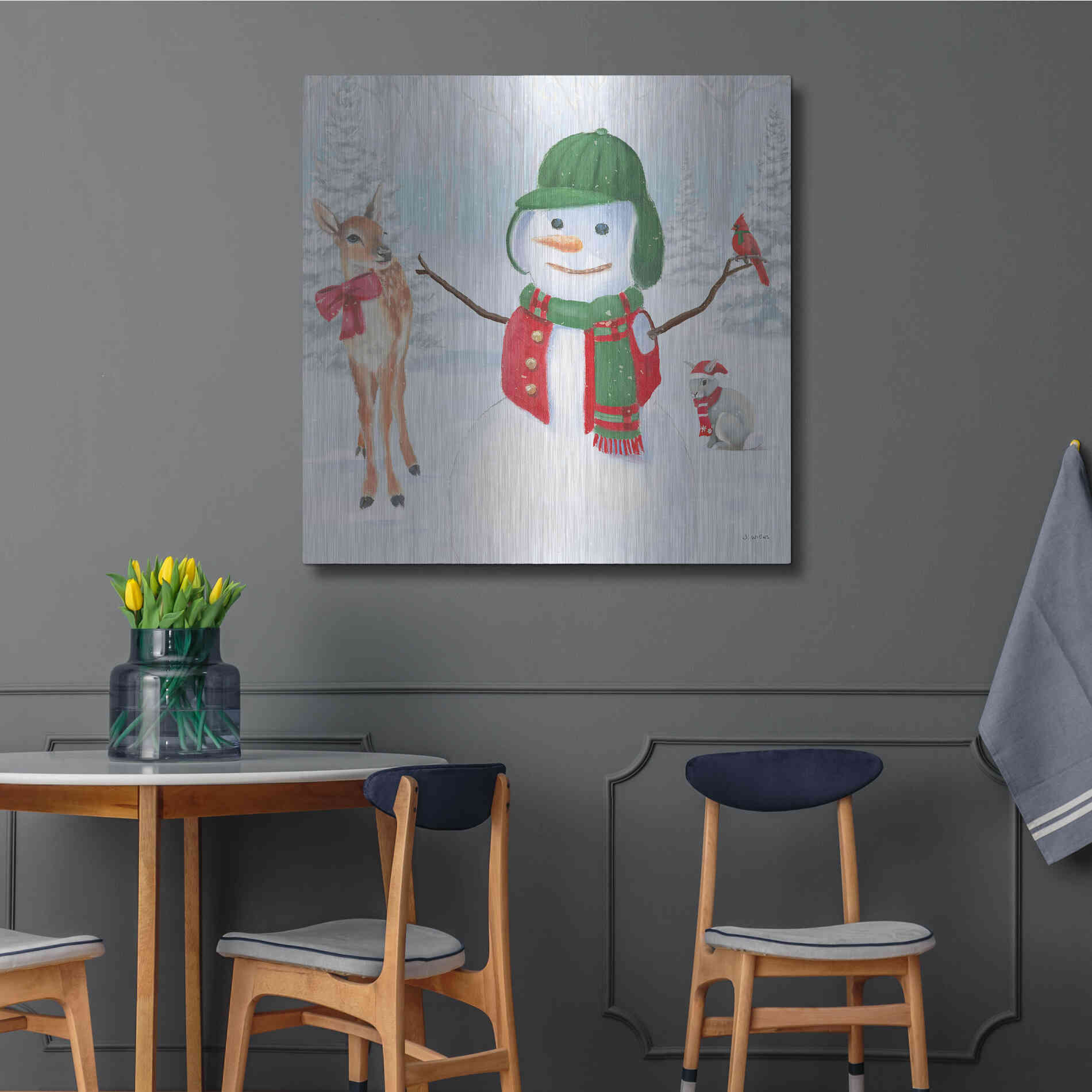 Luxe Metal Art 'Dressed for Christmas I Crop' by James Wiens, Metal Wall Art,36x36