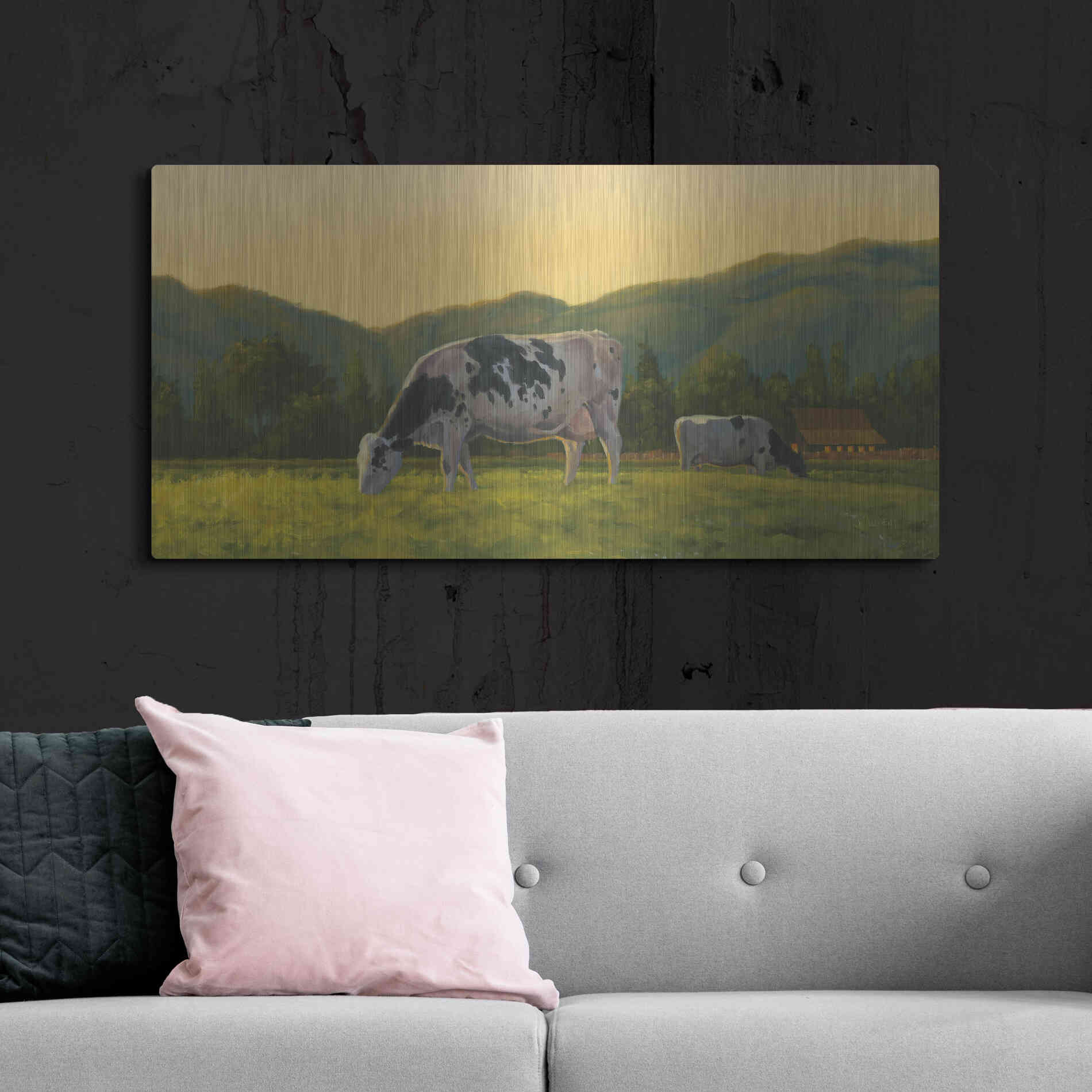 Luxe Metal Art 'Farm Life III' by James Wiens, Metal Wall Art,48x24