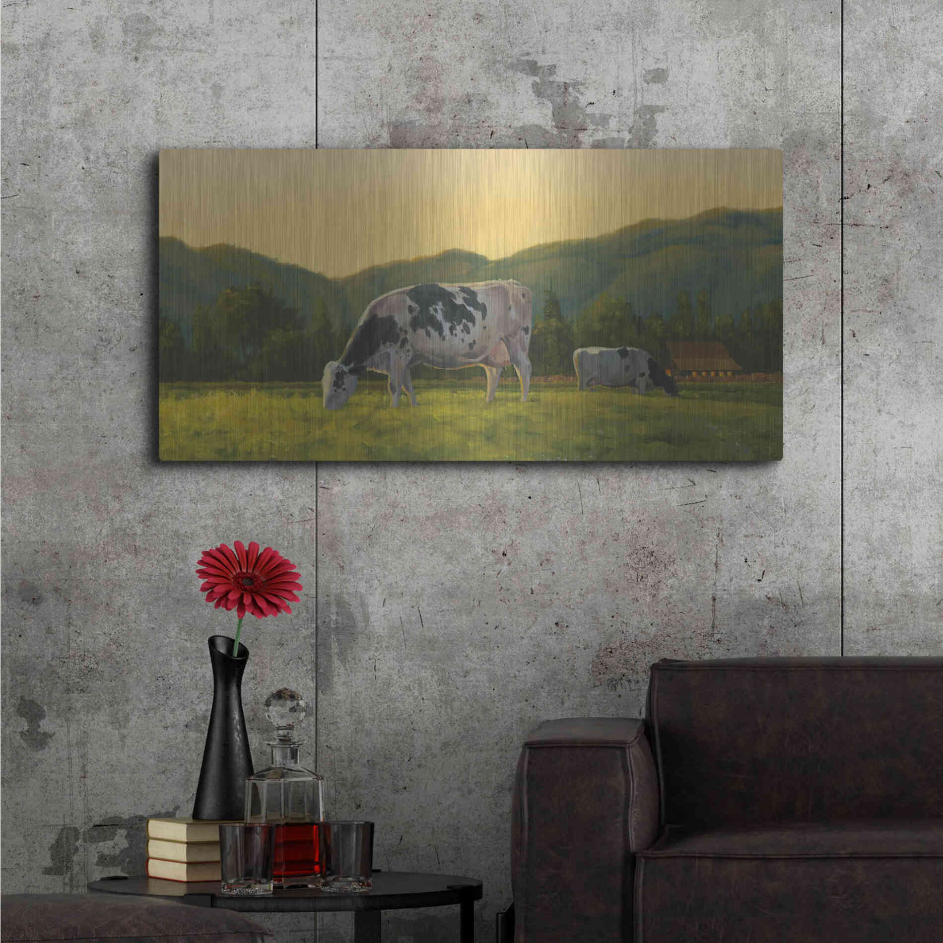 Luxe Metal Art 'Farm Life III' by James Wiens, Metal Wall Art,48x24