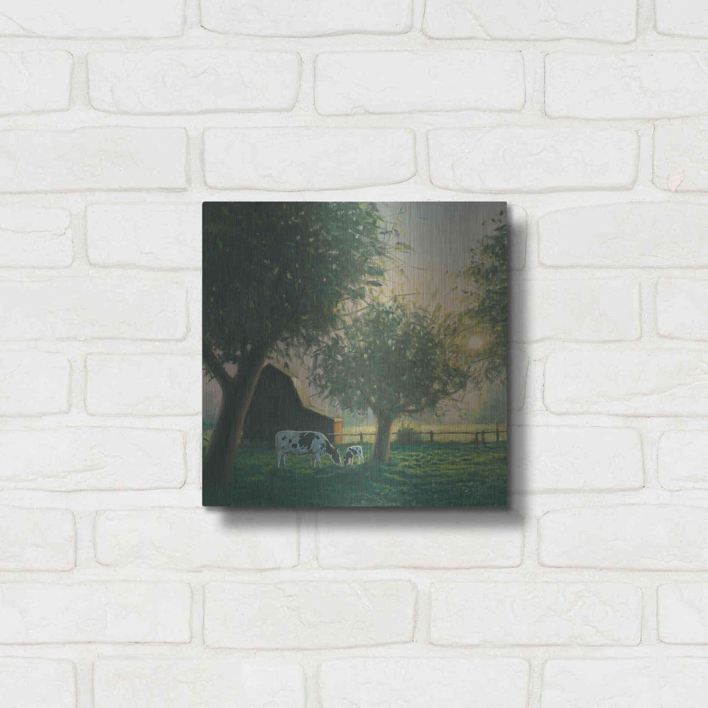 Luxe Metal Art 'Farm Life IV' by James Wiens, Metal Wall Art,12x12