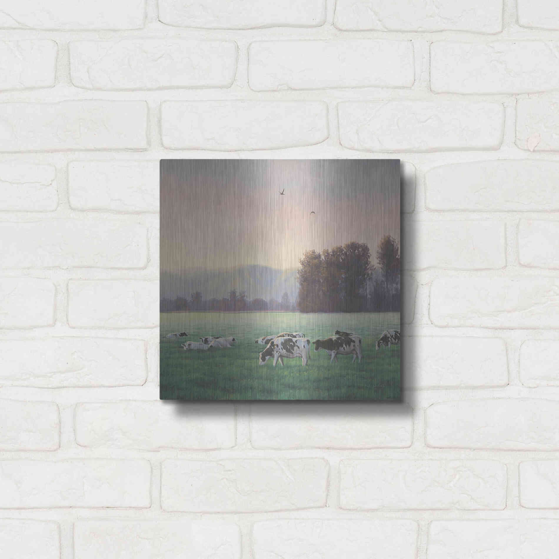 Luxe Metal Art 'Farm Life V' by James Wiens, Metal Wall Art,12x12