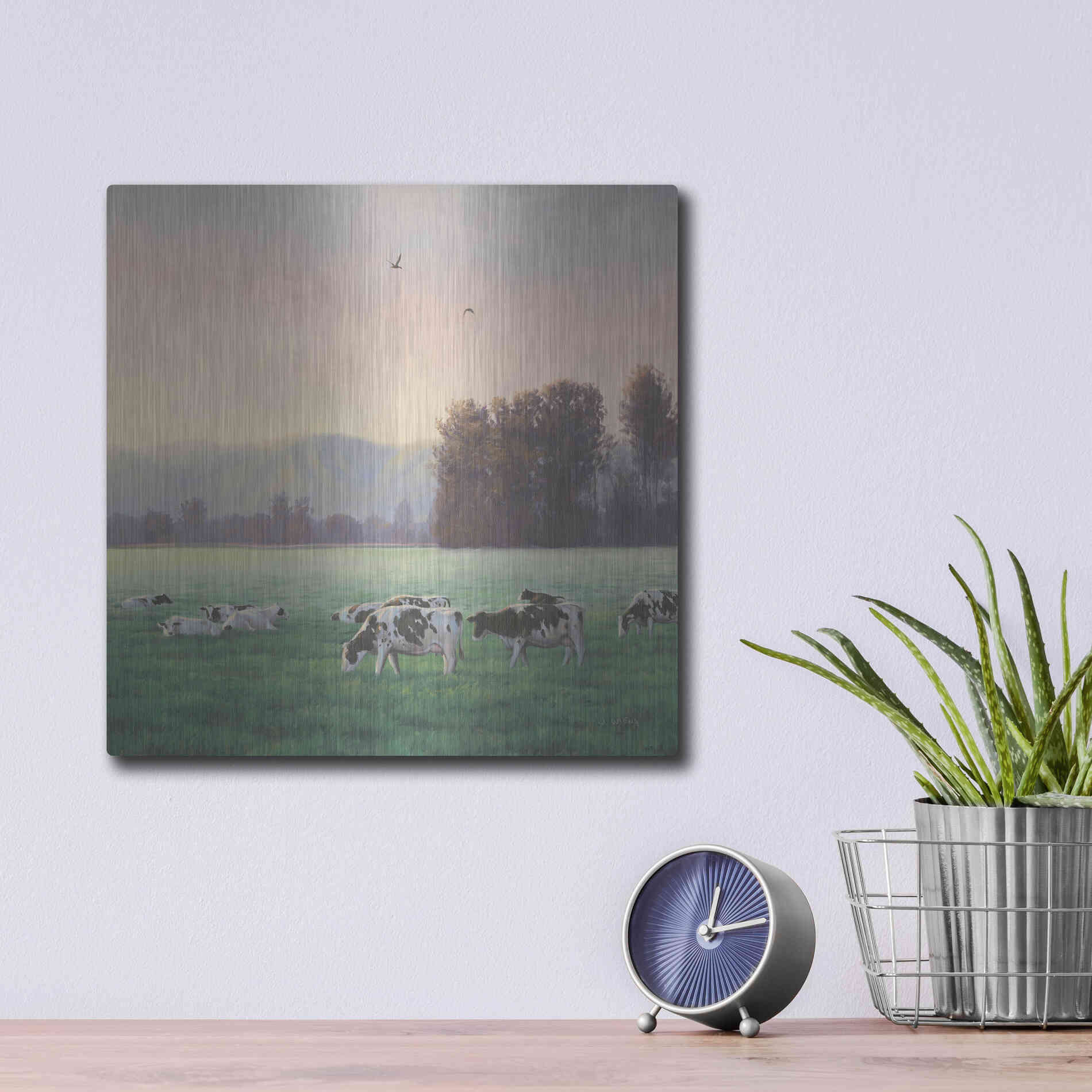 Luxe Metal Art 'Farm Life V' by James Wiens, Metal Wall Art,12x12
