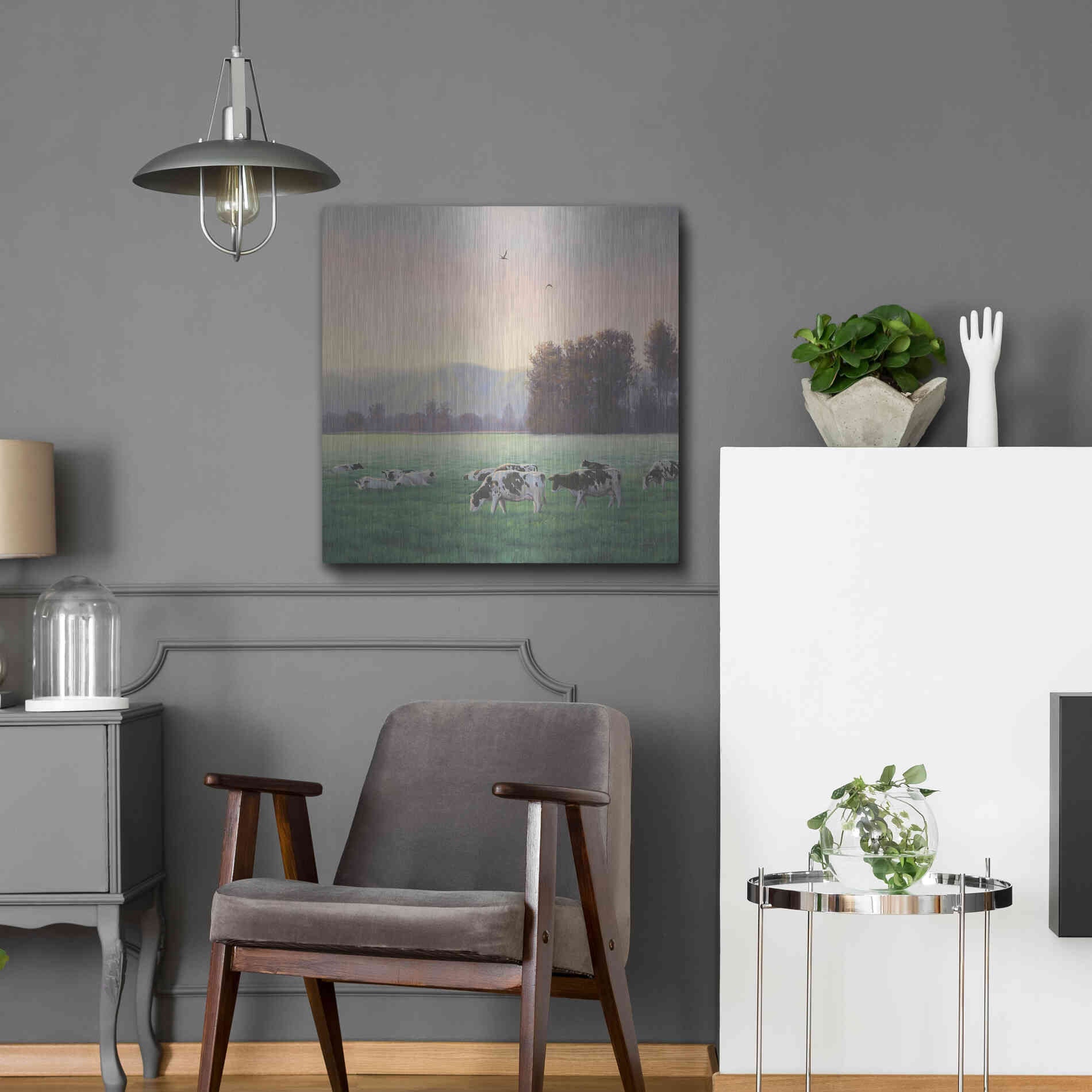 Luxe Metal Art 'Farm Life V' by James Wiens, Metal Wall Art,24x24