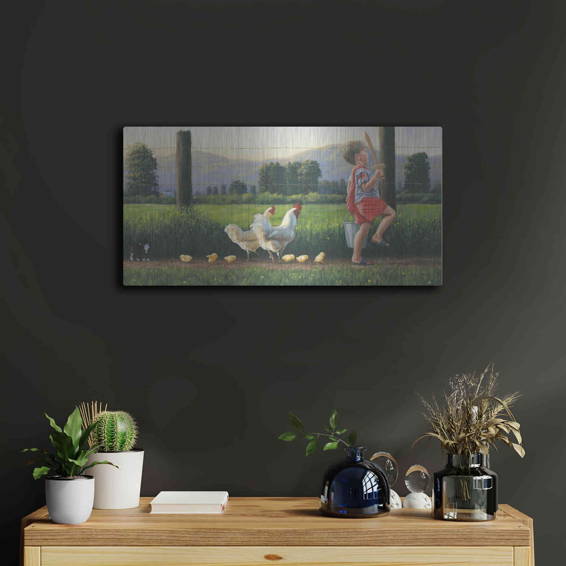 Luxe Metal Art 'Fearless Leader' by James Wiens, Metal Wall Art,24x12