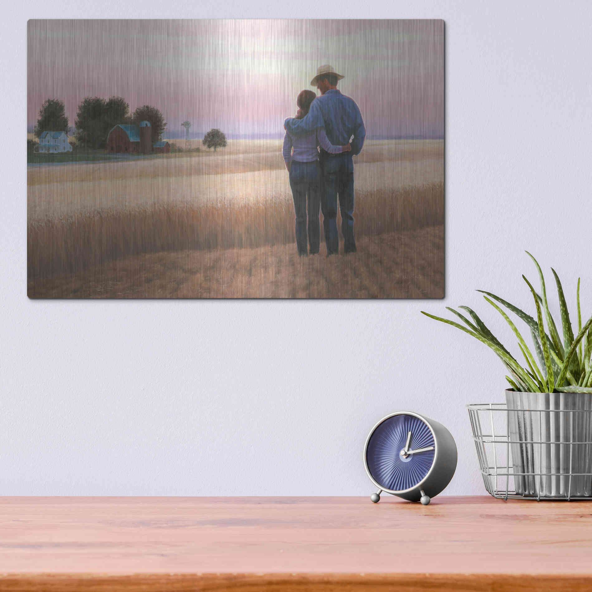 Luxe Metal Art 'Family Farm' by James Wiens, Metal Wall Art,16x12