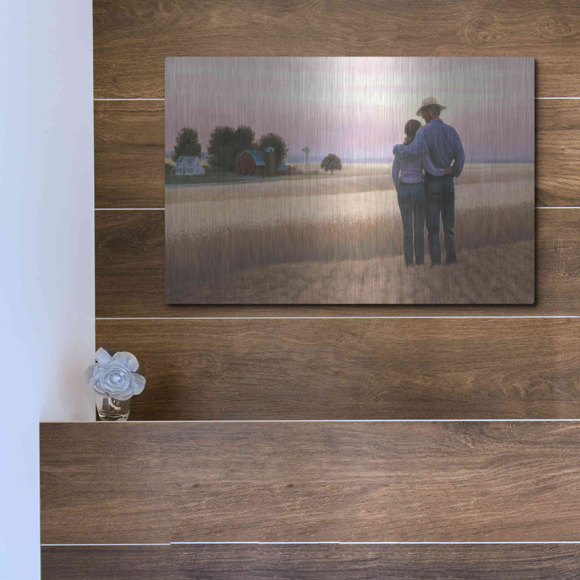 Luxe Metal Art 'Family Farm' by James Wiens, Metal Wall Art,16x12