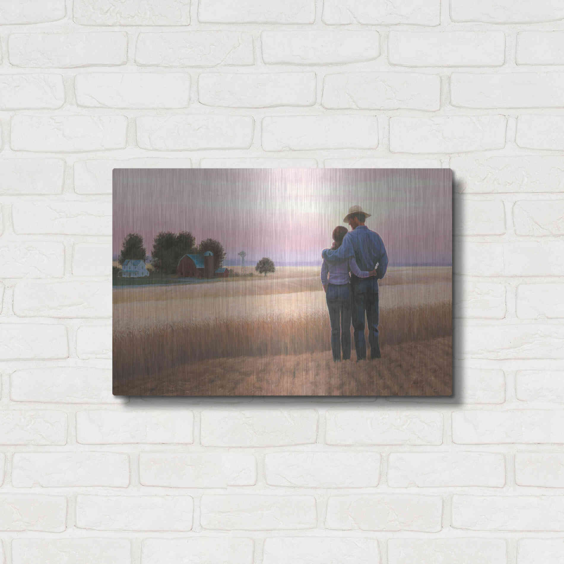 Luxe Metal Art 'Family Farm' by James Wiens, Metal Wall Art,24x16