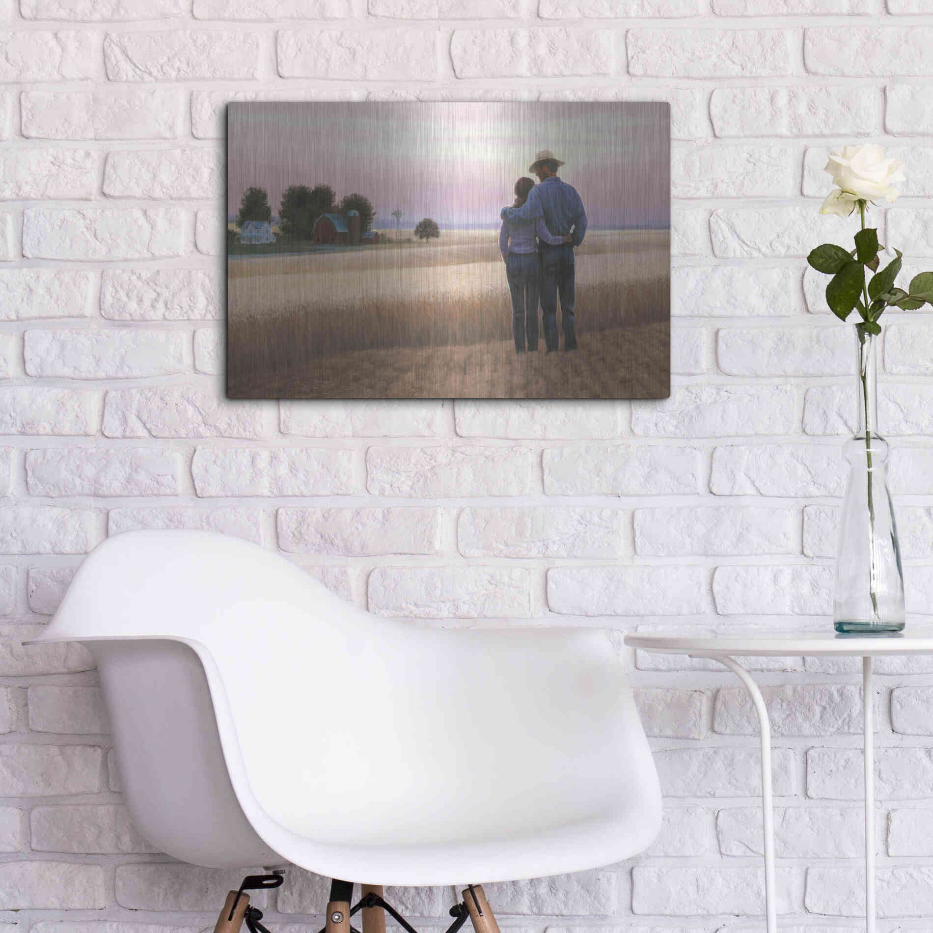 Luxe Metal Art 'Family Farm' by James Wiens, Metal Wall Art,24x16