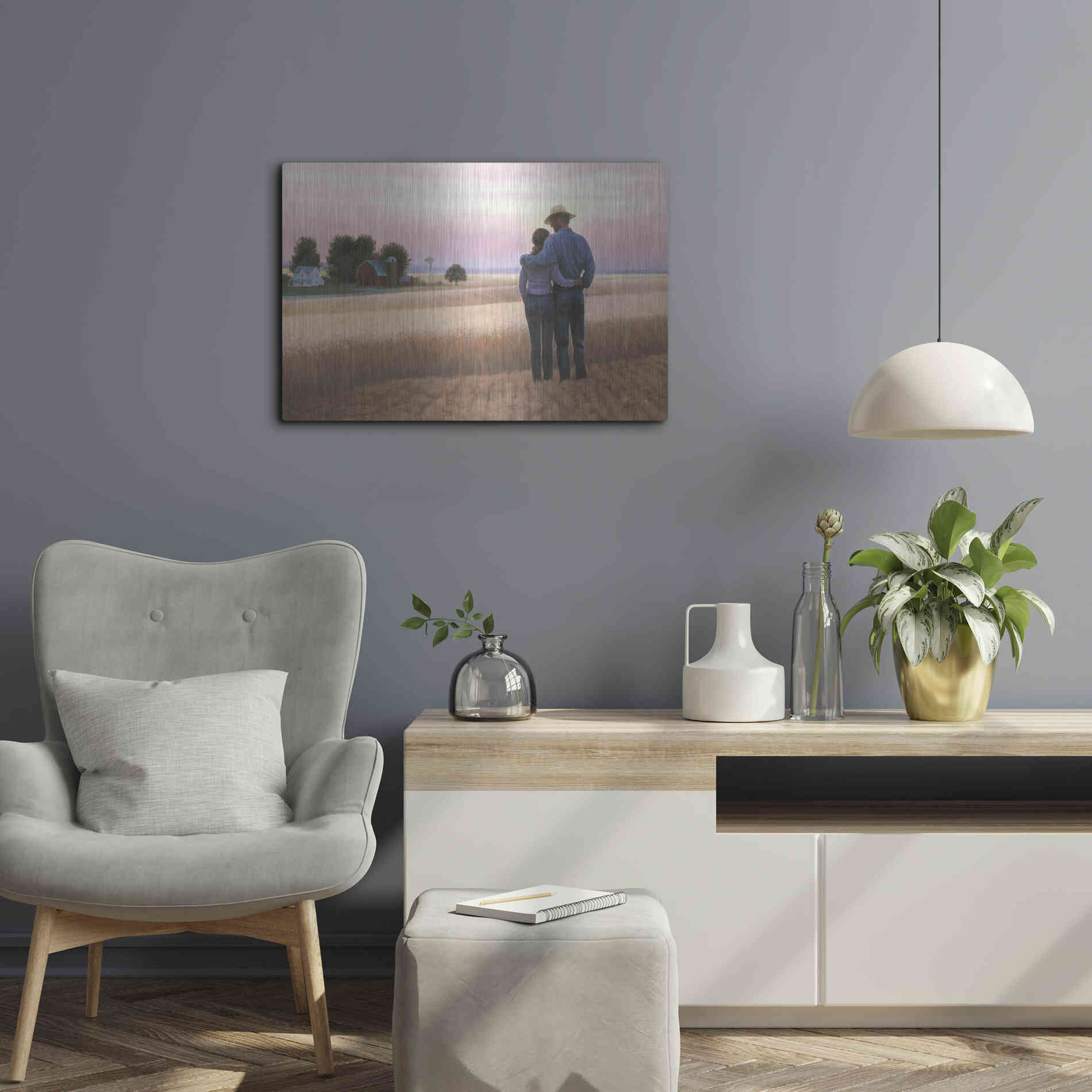 Luxe Metal Art 'Family Farm' by James Wiens, Metal Wall Art,24x16