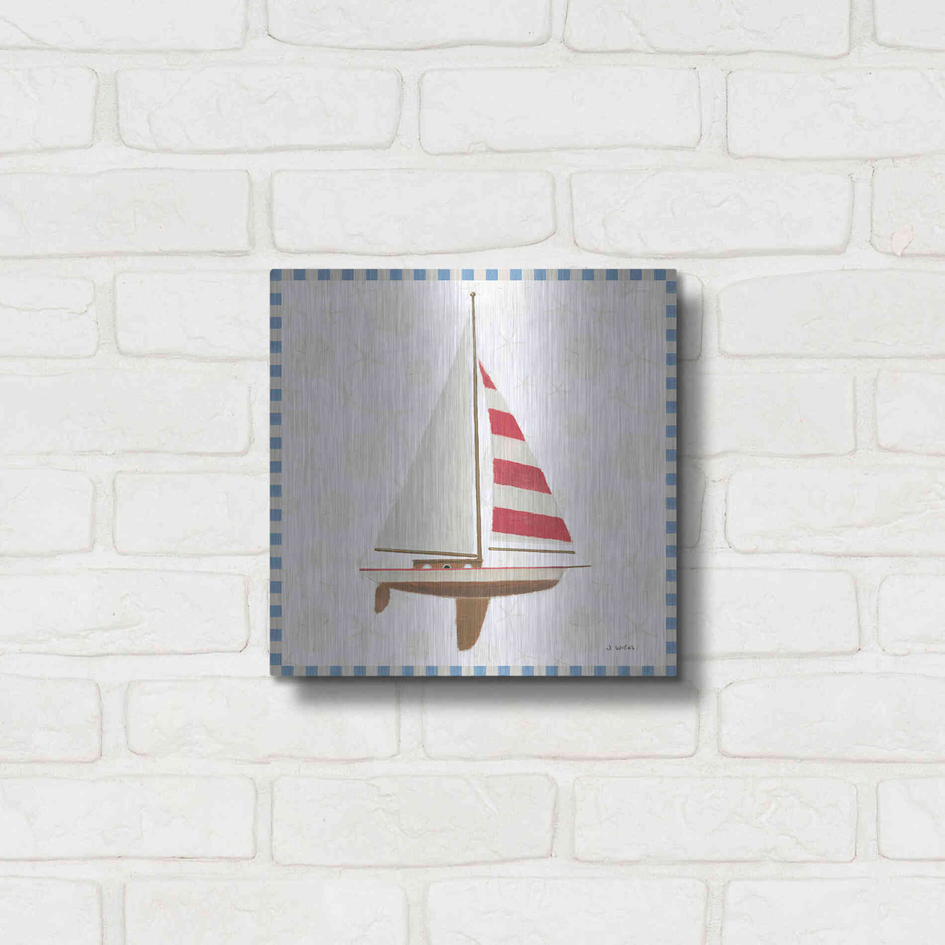 Luxe Metal Art 'Beach Days IV' by James Wiens, Metal Wall Art,12x12